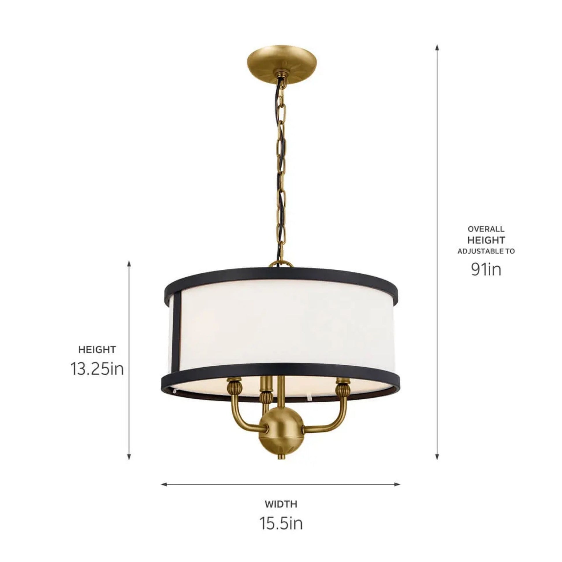 Kichler Lighting - Heddle 16" 3-Light Chandelier, Natural Brass Finish | Bees Lighting