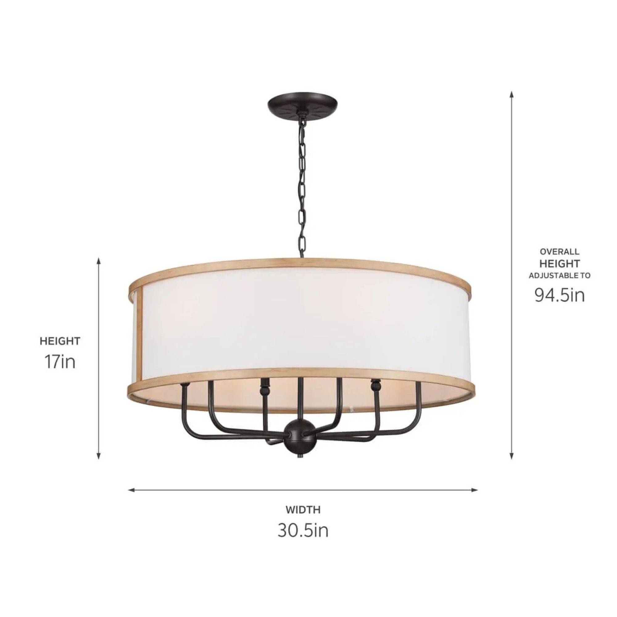 Kichler Lighting - Heddle 31" 6-Light Chandelier, Anvil Iron Finish | Bees Lighting