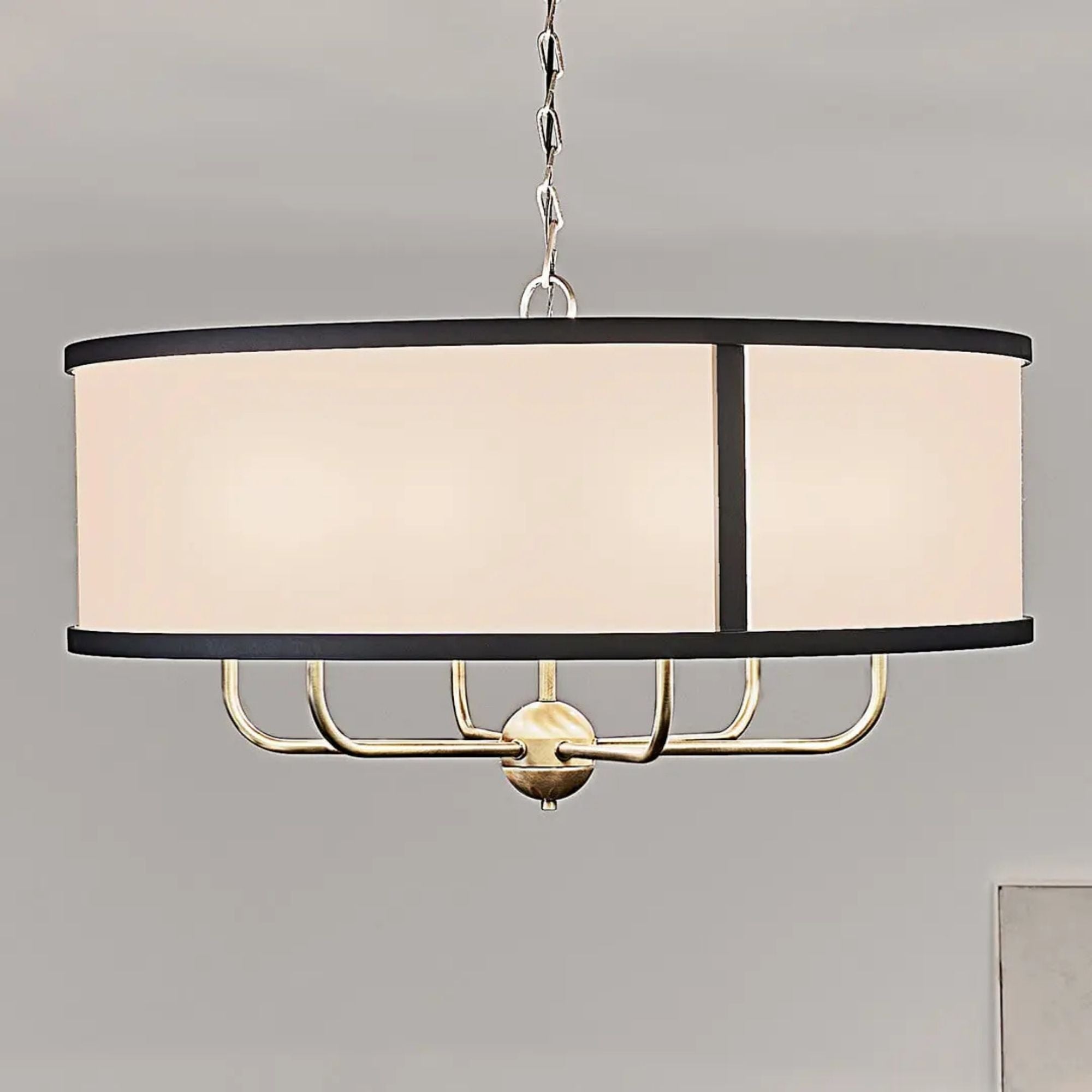 Heddle 31" 6-Light Chandelier, Natural Brass Finish