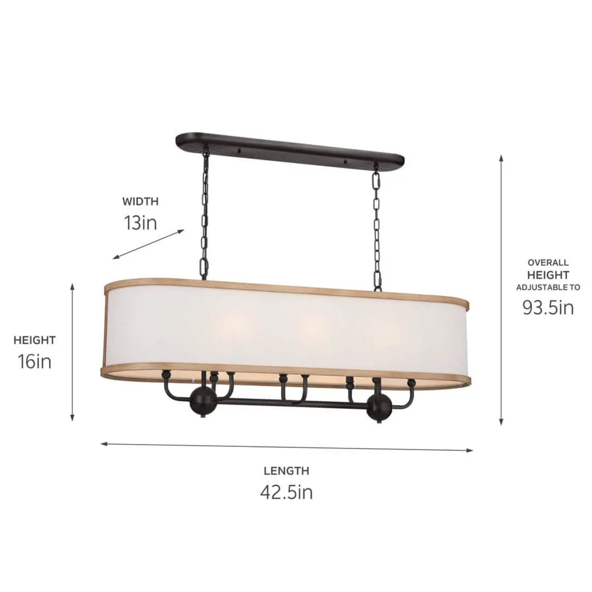 Kichler Lighting - Heddle 43" 8-Light Linear Chandelier, Anvil Iron Finish | Bees Lighting