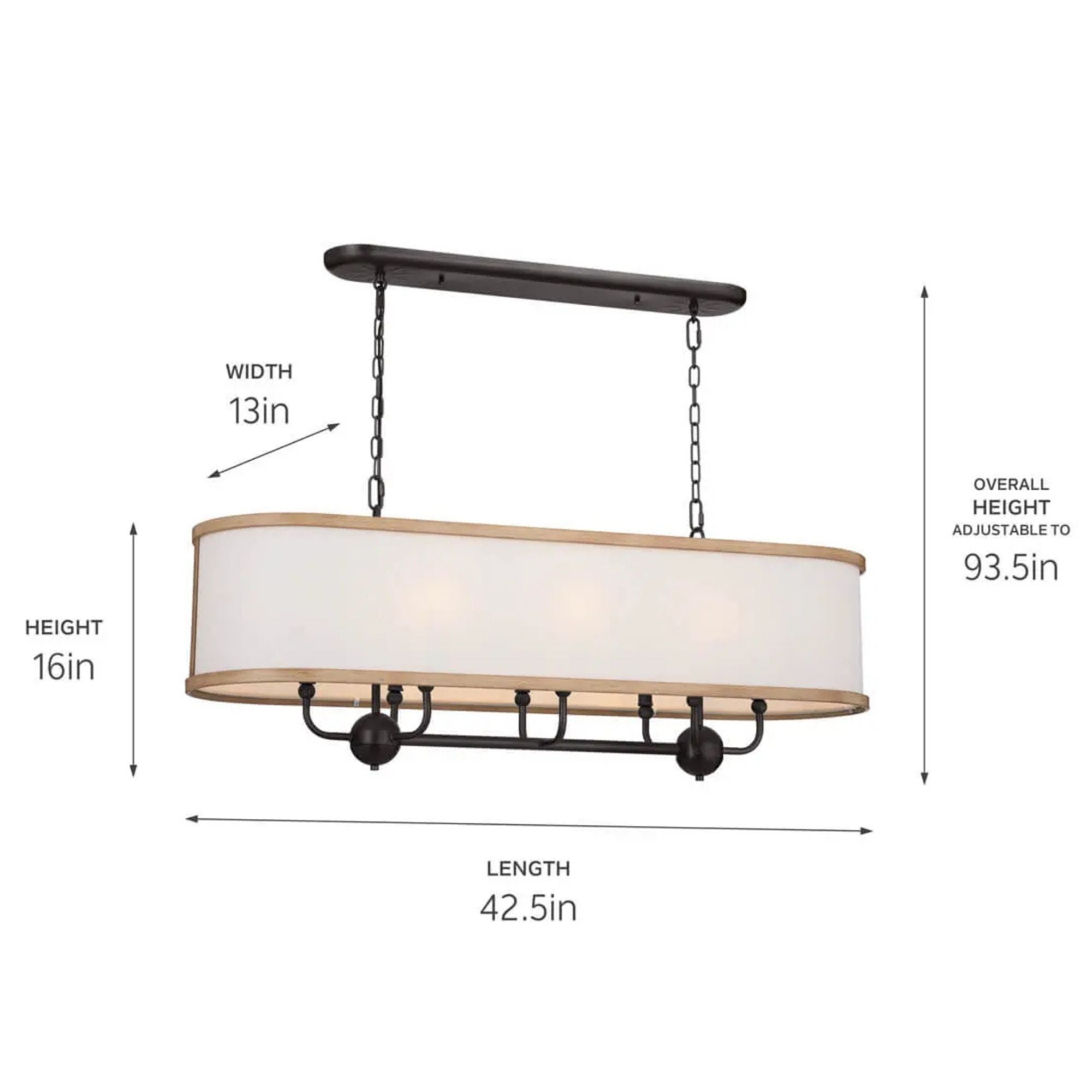 Kichler Lighting - Heddle 43" 8-Light Linear Chandelier, Anvil Iron Finish | Bees Lighting