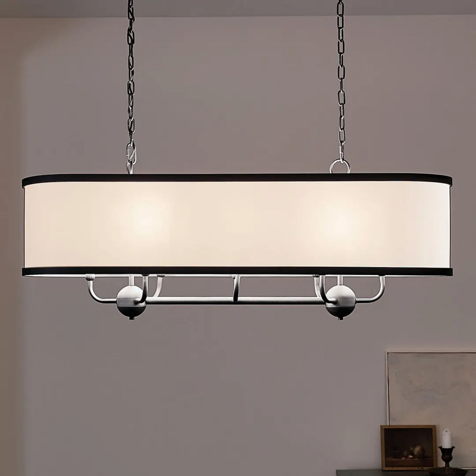 Heddle 43" 8-Light Linear Chandelier, Textured Black Finish
