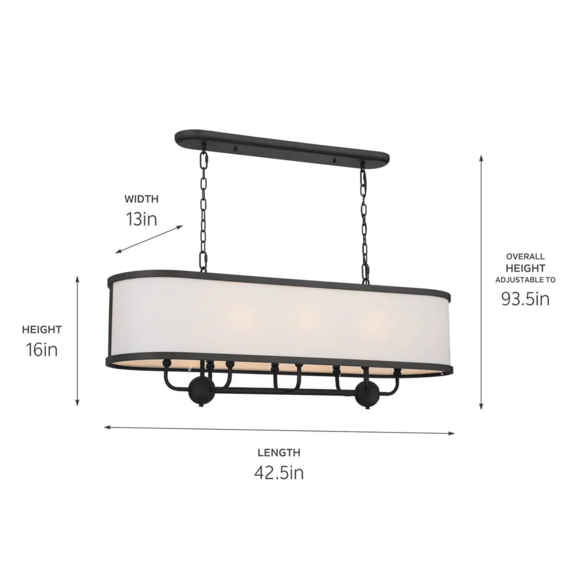 Heddle 43" 8-Light Linear Chandelier, Textured Black Finish
