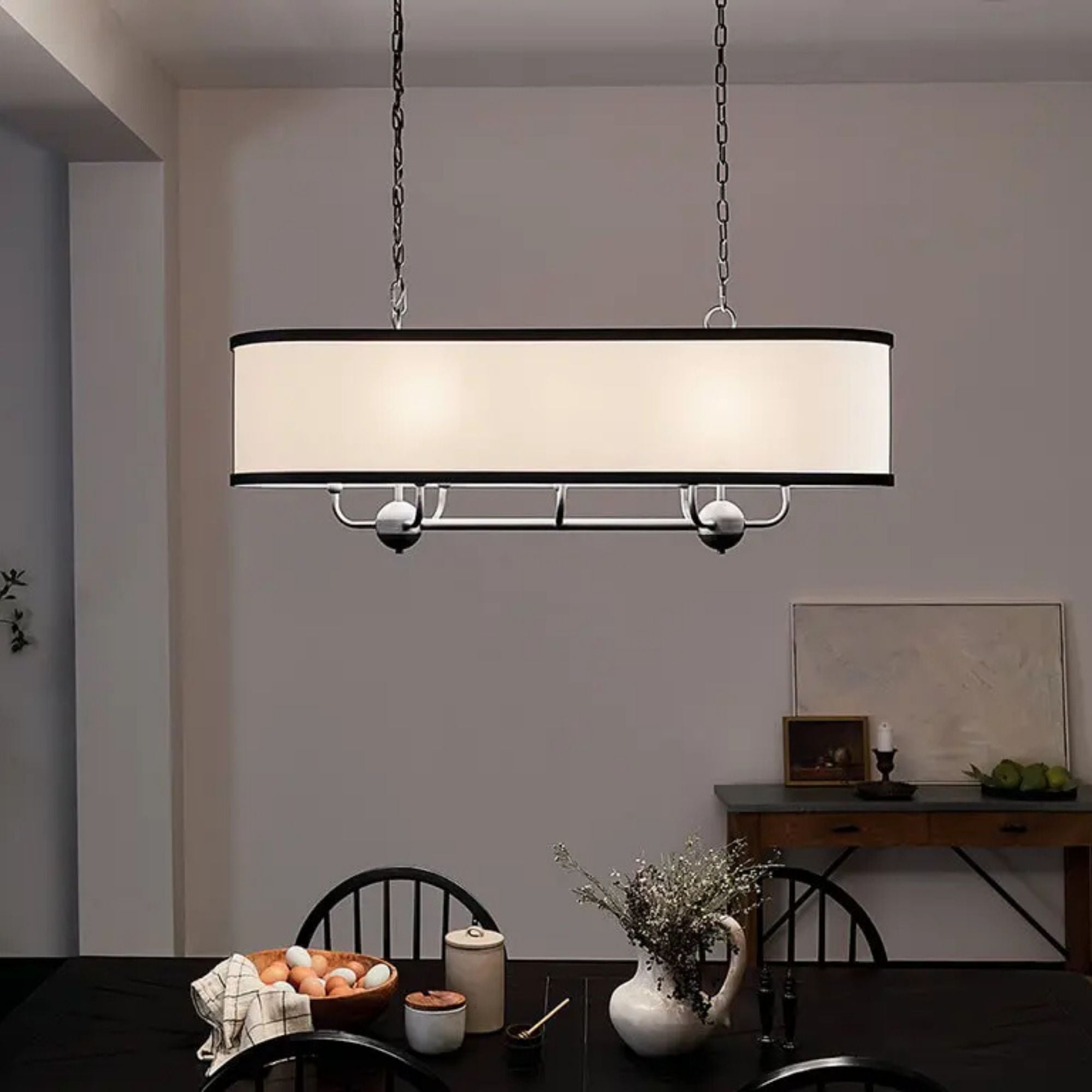 Heddle 43" 8-Light Linear Chandelier, Textured Black Finish