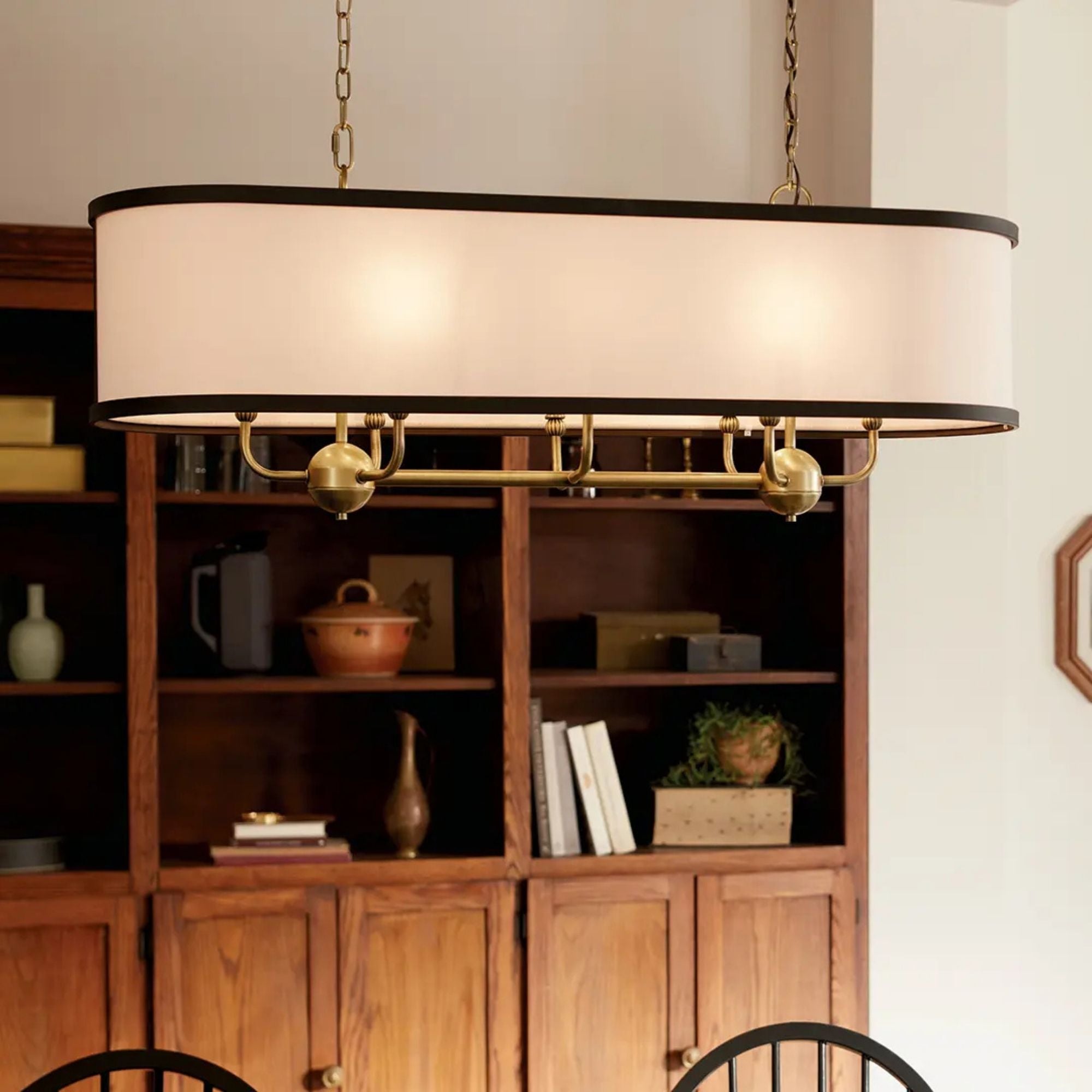 Heddle 43" 8-Light Linear Chandelier, Natural Brass Finish