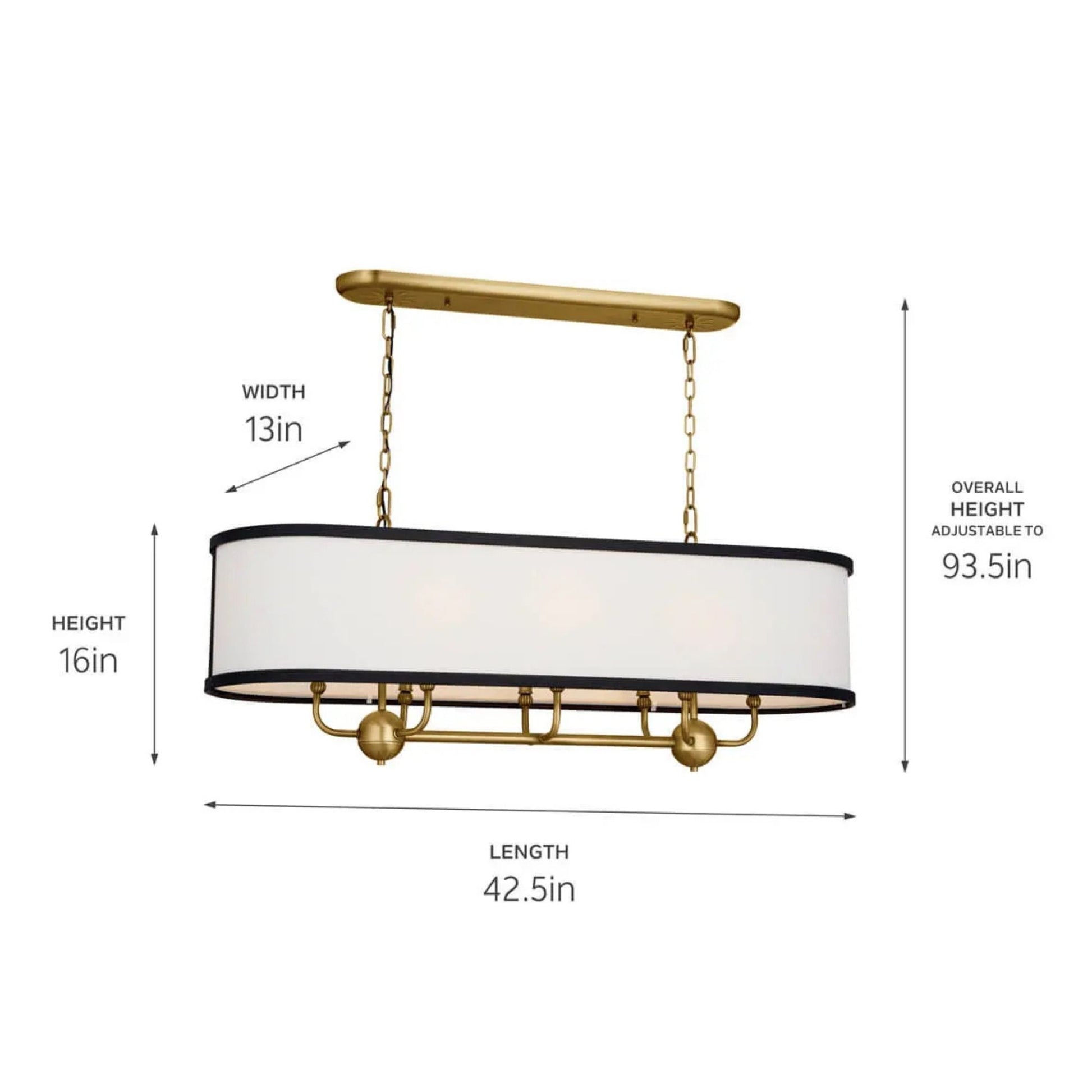 Kichler Lighting - Heddle 43" 8-Light Linear Chandelier, Natural Brass Finish | Bees Lighting