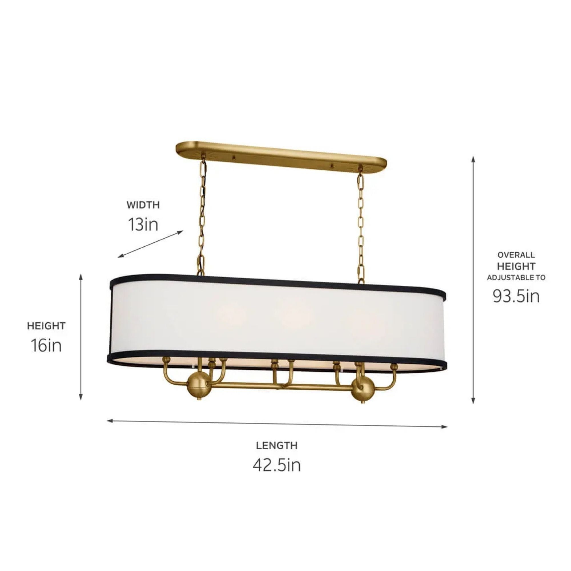 Kichler Lighting - Heddle 43" 8-Light Linear Chandelier, Natural Brass Finish | Bees Lighting