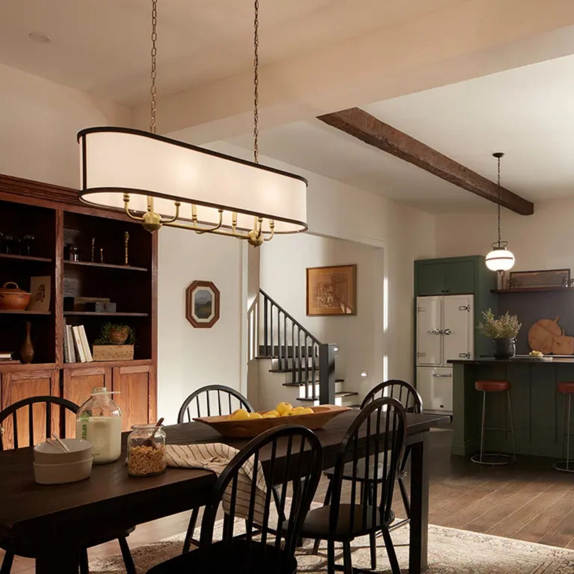 Kichler Lighting - Heddle 43" 8-Light Linear Chandelier, Natural Brass Finish | Bees Lighting