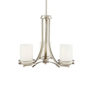 Kichler Hendrik 19 in. 3-Light Chandelier, Brushed Nickel with Satin Etched Cased Opal Glass
