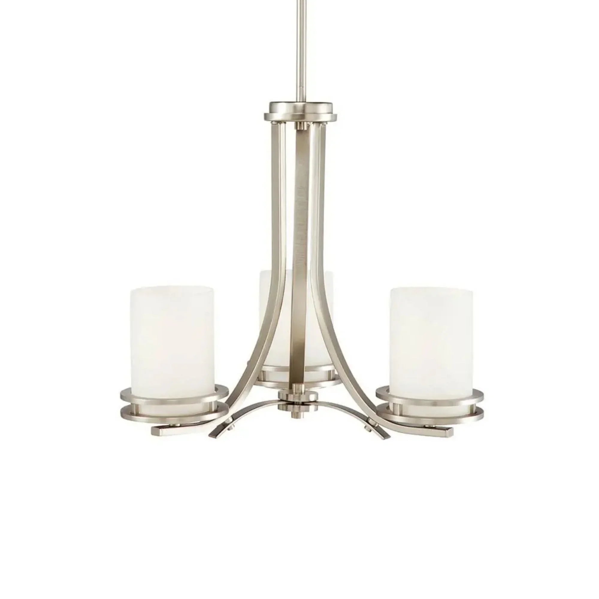 Kichler Hendrik 19 in. 3-Light Chandelier, Brushed Nickel with Satin Etched Cased Opal Glass