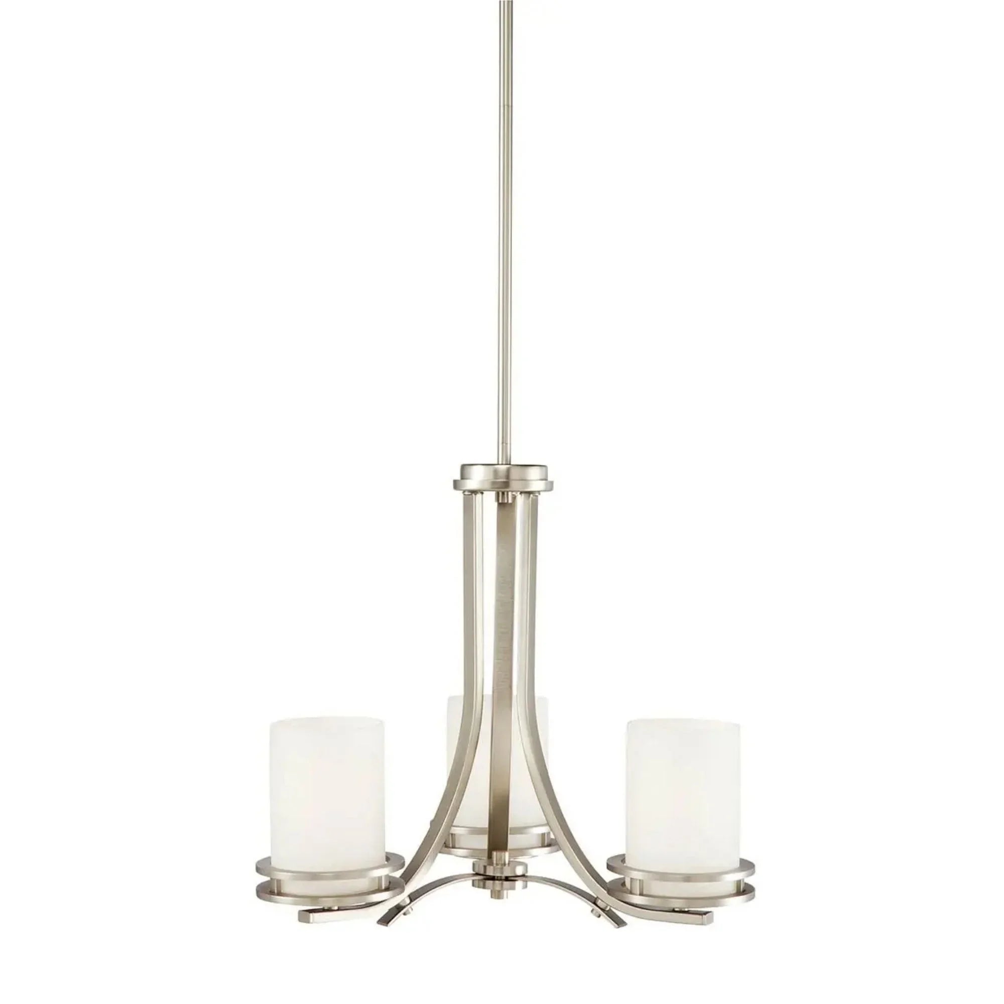 Kichler Hendrik 19 in. 3-Light Chandelier, Brushed Nickel with Satin Etched Cased Opal Glass