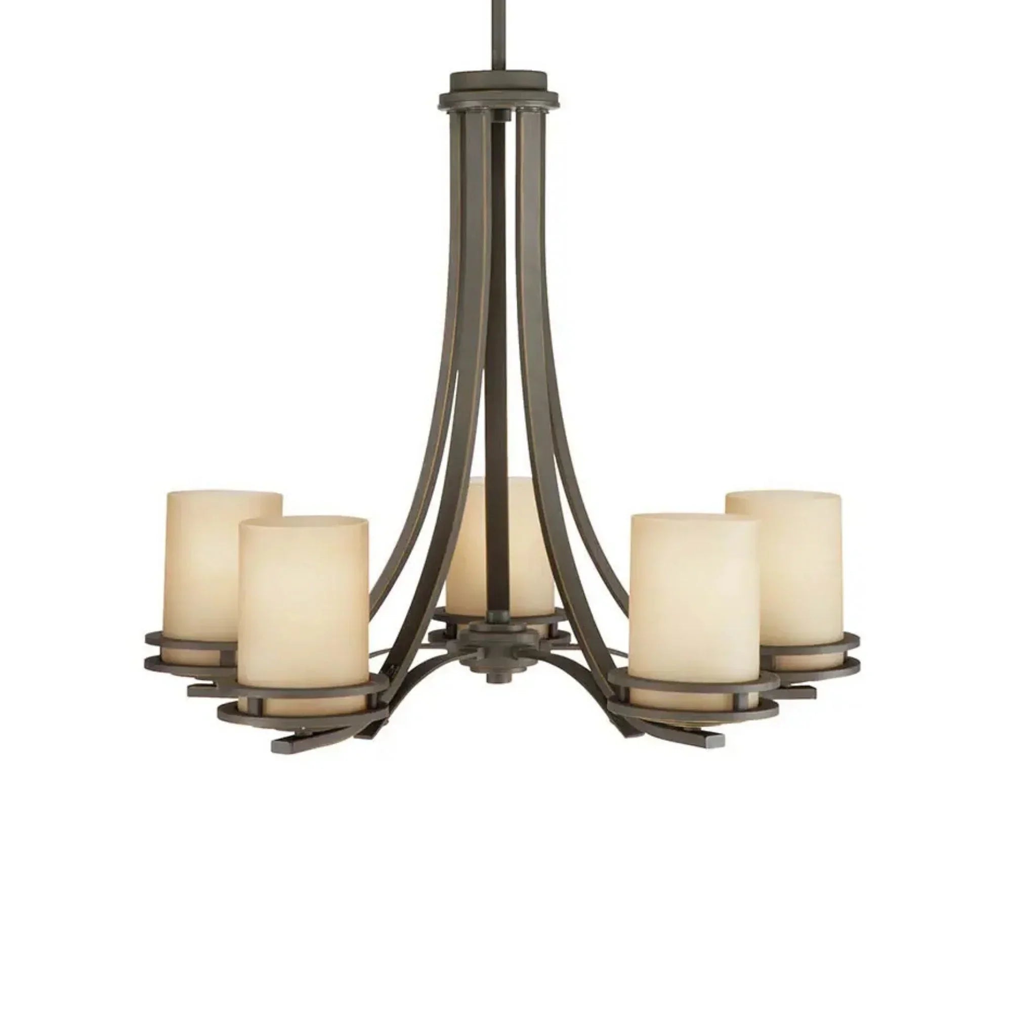 Kichler Hendrik 21.5 in. 5-Light Chandelier, Olde Bronze with Satin Etched Umber Glass
