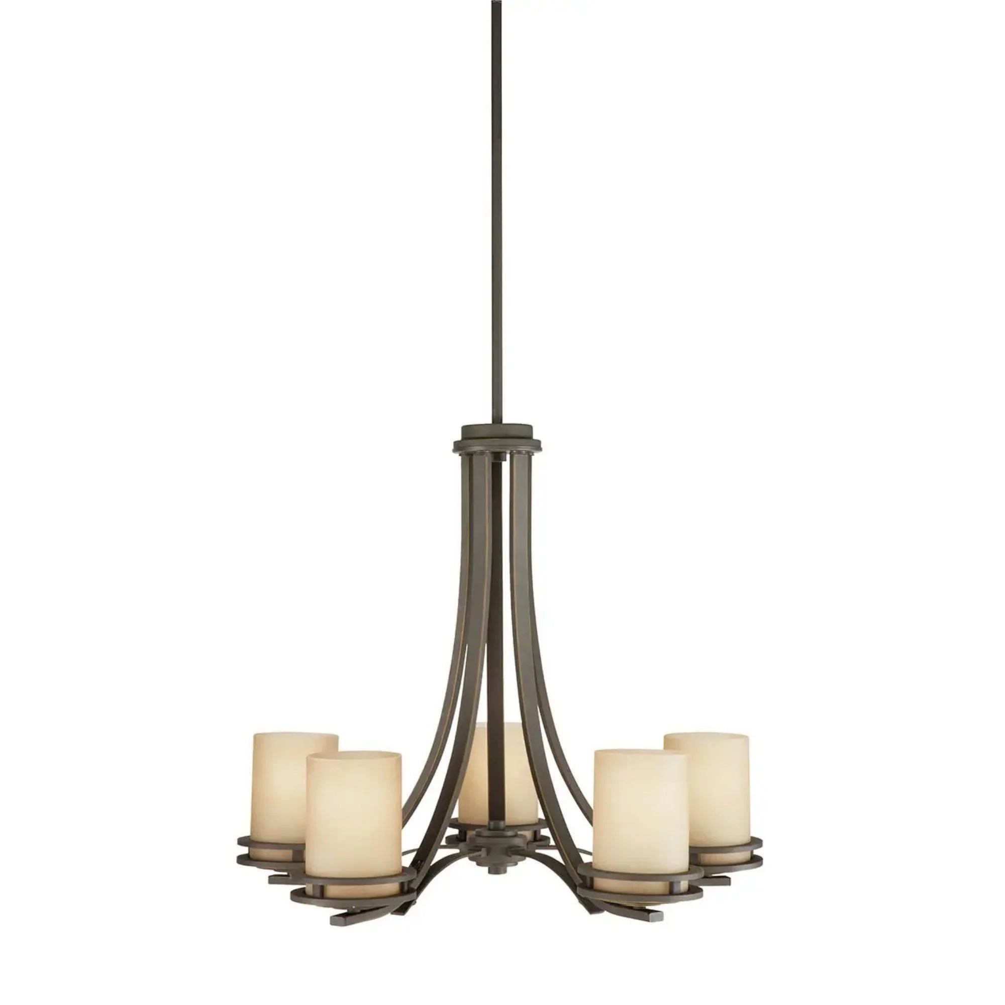 Kichler Hendrik 21.5 in. 5-Light Chandelier, Olde Bronze with Satin Etched Umber Glass