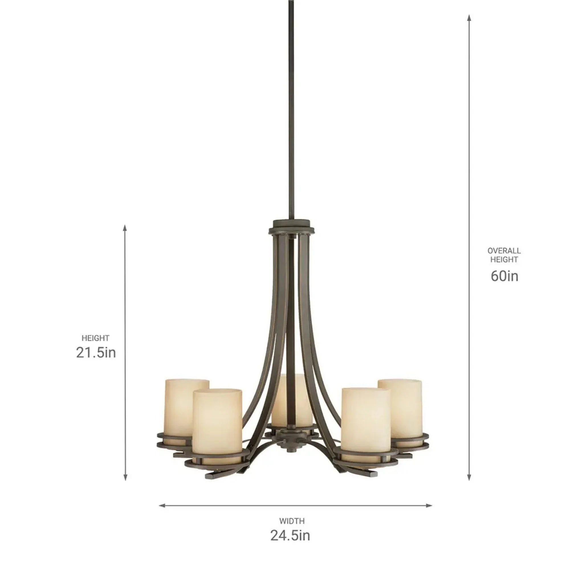 Kichler Hendrik 21.5 in. 5-Light Chandelier, Olde Bronze with Satin Etched Umber Glass