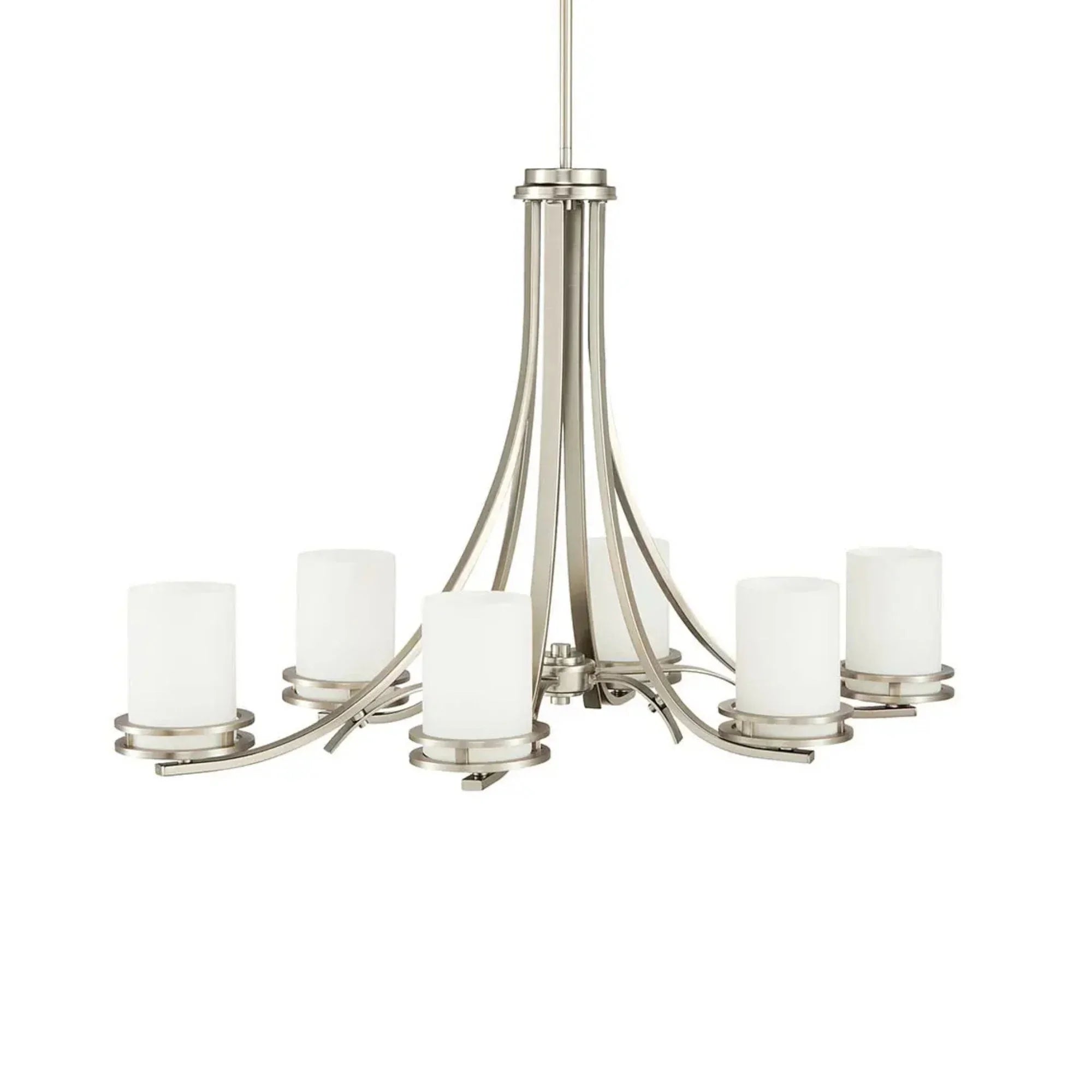 Kichler Hendrik 18 in. 6-Light Chandelier, Brushed Nickel with Satin Etched Cased Opal Glass