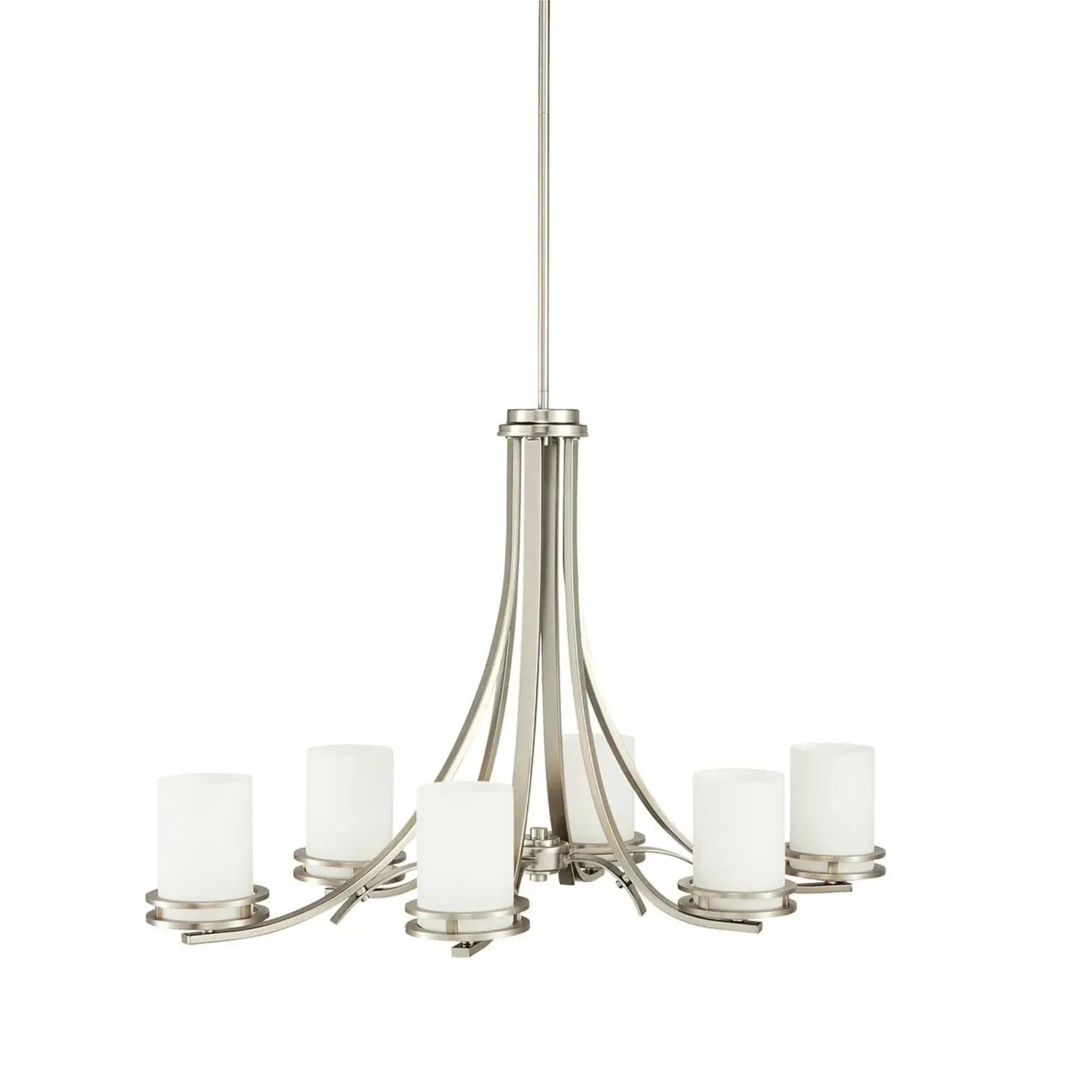 Kichler Hendrik 18 in. 6-Light Chandelier, Brushed Nickel with Satin Etched Cased Opal Glass
