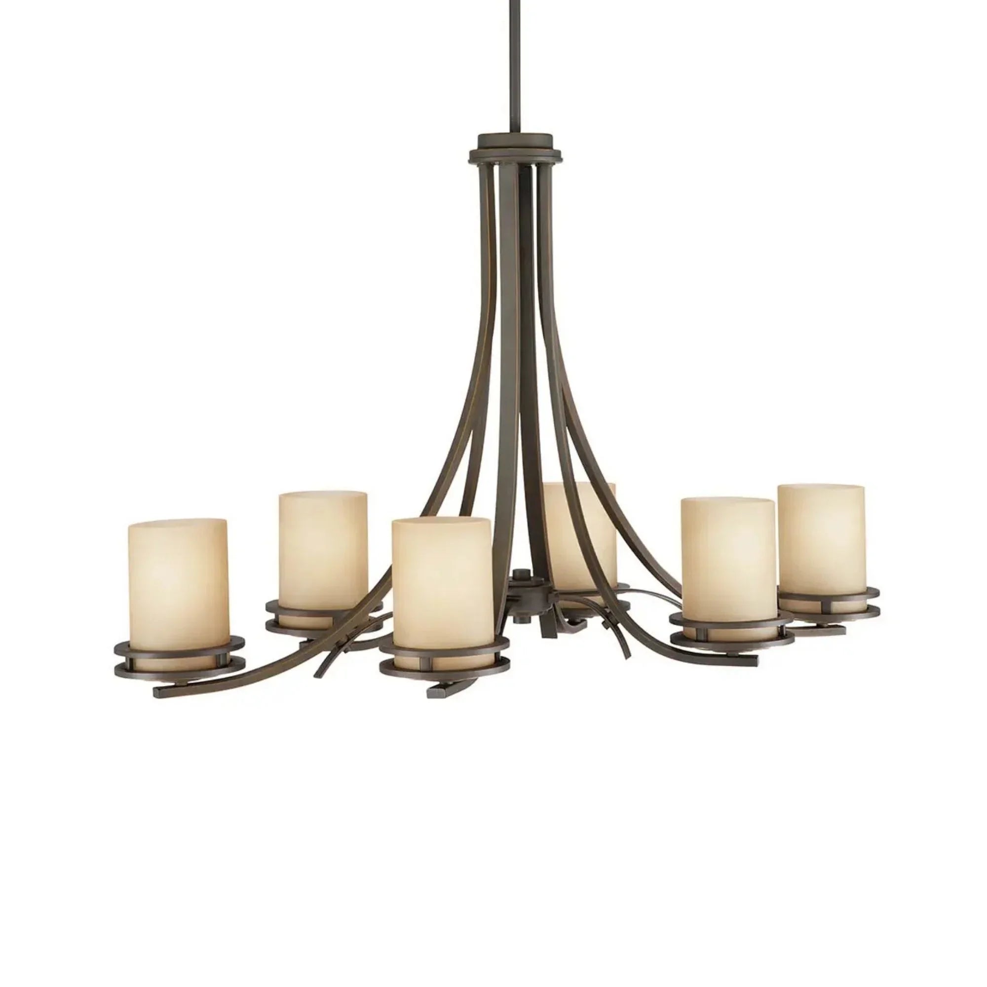 Kichler Hendrik 22.75 in. 6-Light Chandelier, Olde Bronze with Satin Etched Umber Glass