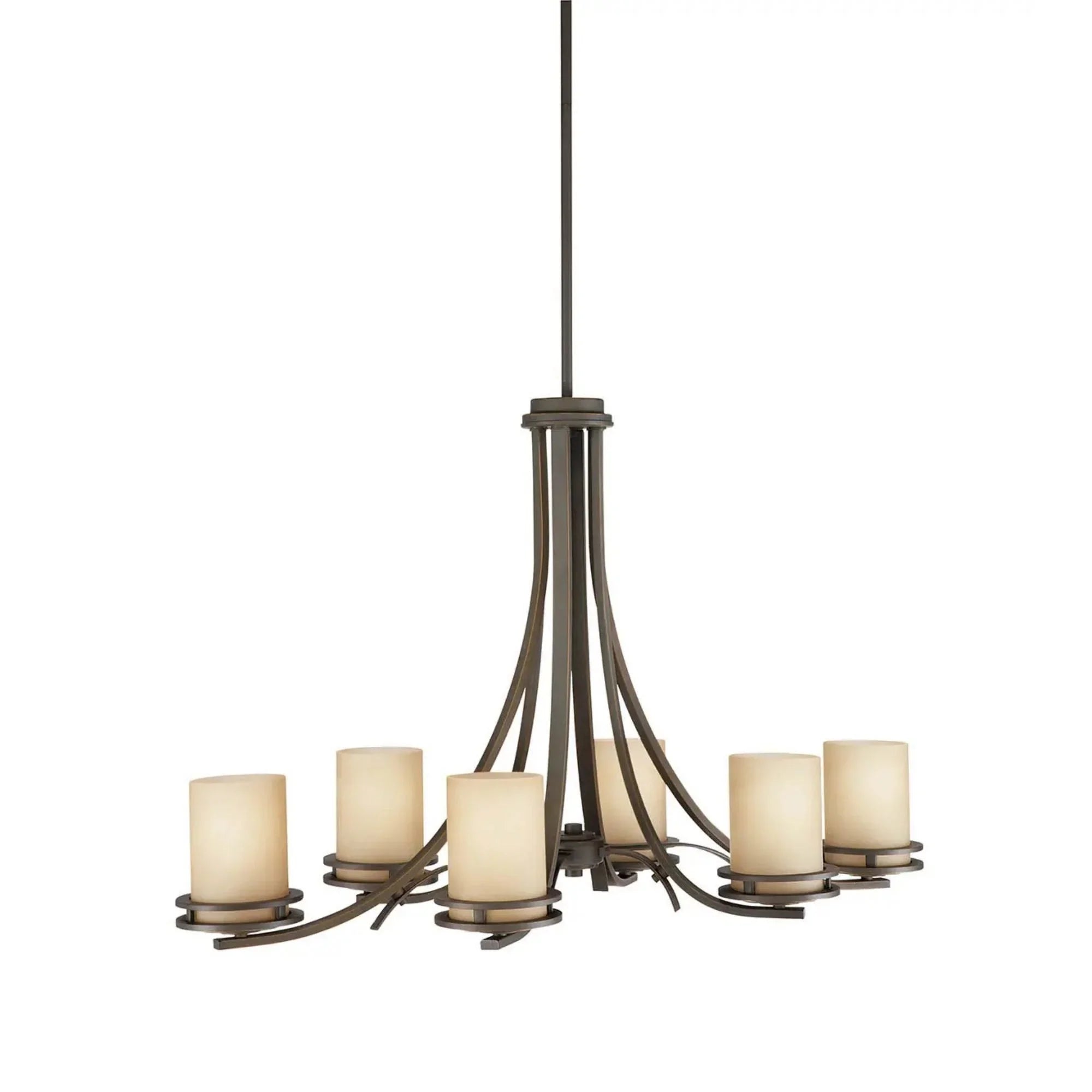 Kichler Hendrik 22.75 in. 6-Light Chandelier, Olde Bronze with Satin Etched Umber Glass