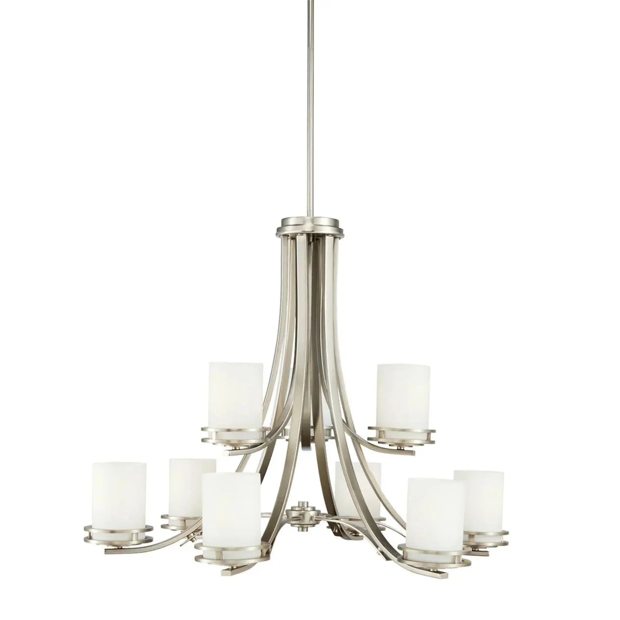 Kichler Hendrik 33.25 in. 9-Light Chandelier, Brushed Nickel with Satin Etched Cased Opal Glass