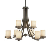 Kichler Hendrik 33.25 in. 9-Light Chandelier, Olde Bronze with Satin Etched Umber Glass