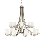 Kichler Hendrik 42.25 in. 15-Light Chandelier, Brushed Nickel with Satin Etched Cased Opal Glass