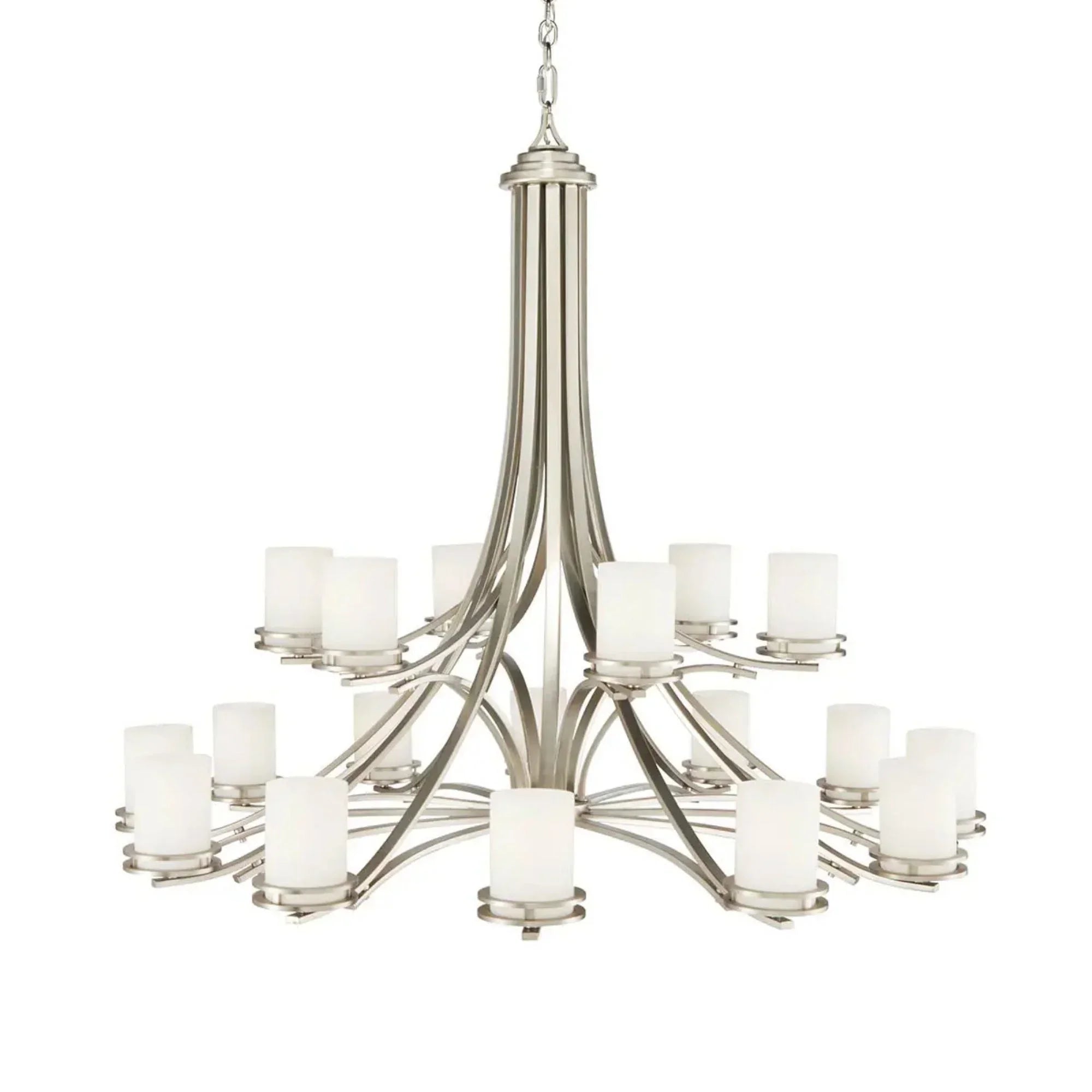 Kichler Hendrik 50.25 in. 18-Light Chandelier, Brushed Nickel with Satin Etched Cased Opal Glass