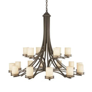 Kichler Hendrik 41.5 in. 18-Light Chandelier, Olde Bronze with Satin Etched Umber Glass