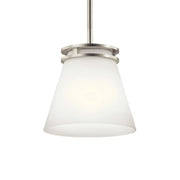 Kichler Hendrik 9 in. Pendant Light, Brushed Nickel with Satin Etched Cased Opal Glass