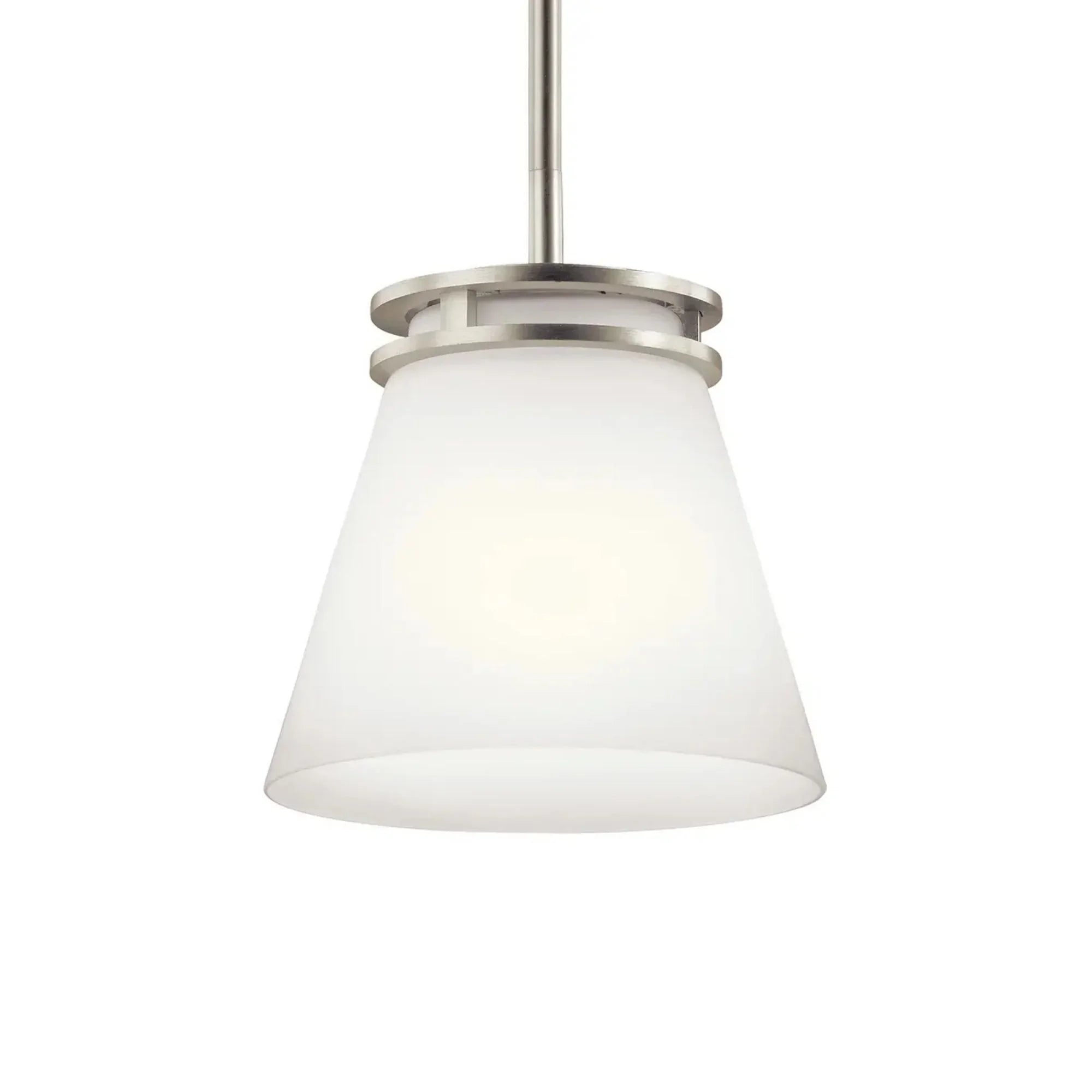 Kichler Hendrik 9 in. Pendant Light, Brushed Nickel with Satin Etched Cased Opal Glass