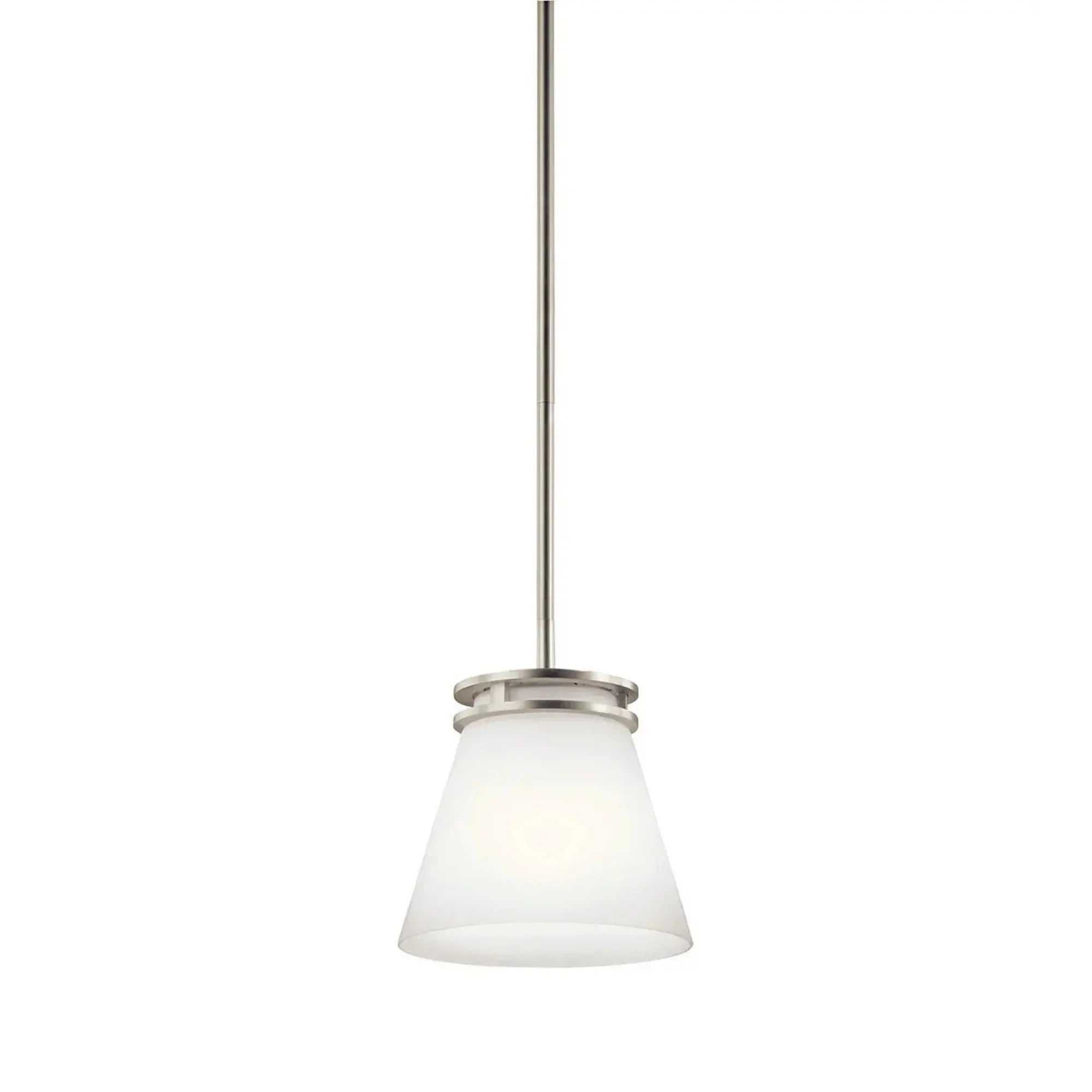Kichler Hendrik 9 in. Pendant Light, Brushed Nickel with Satin Etched Cased Opal Glass