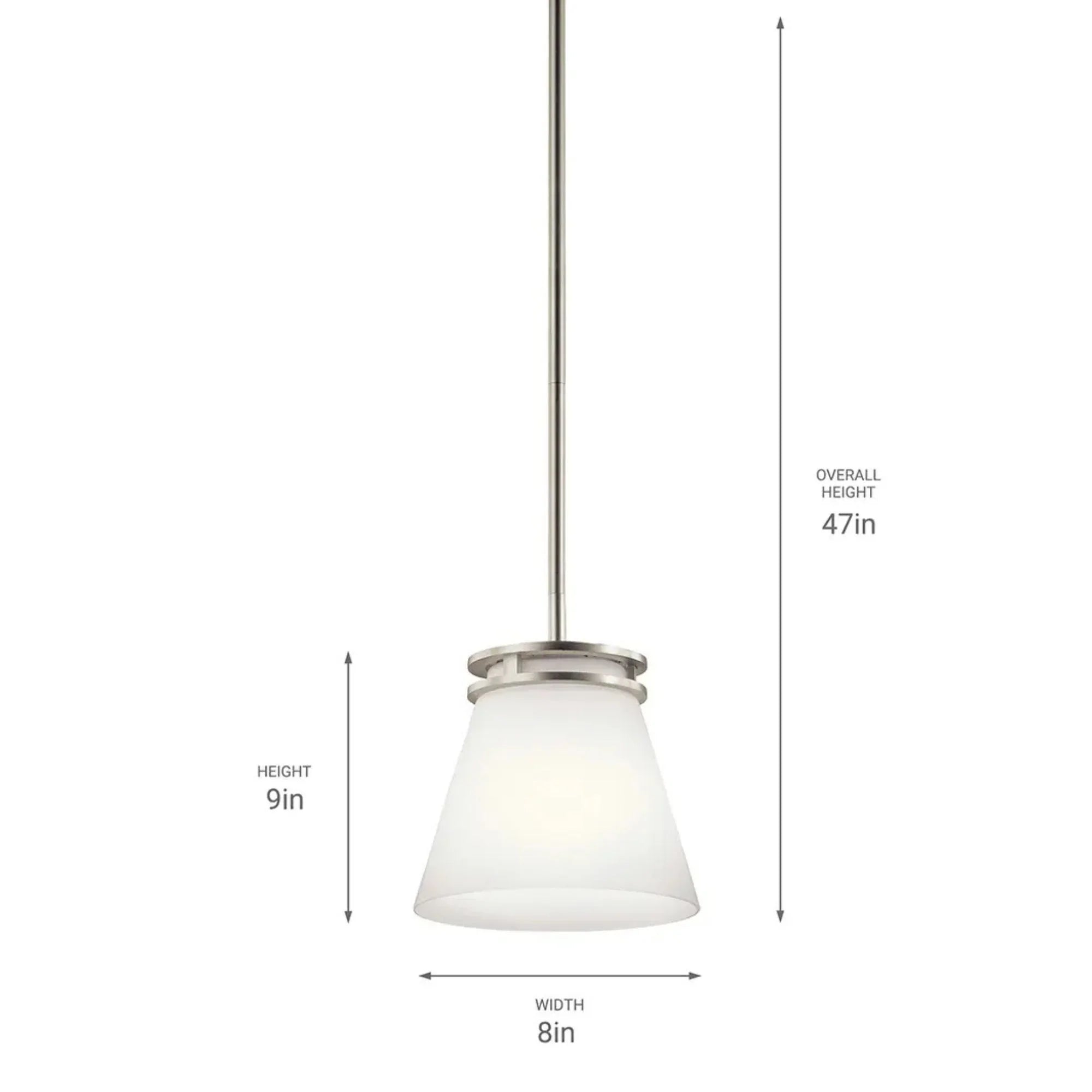 Kichler Hendrik 9 in. Pendant Light, Brushed Nickel with Satin Etched Cased Opal Glass