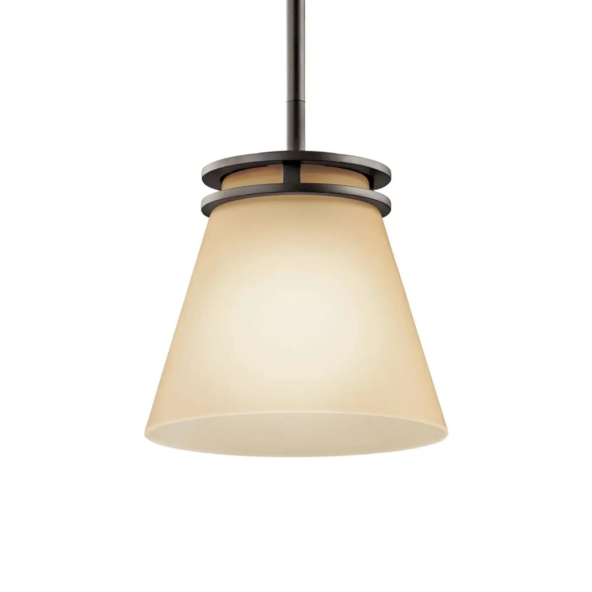 Kichler Hendrik 9 in. Pendant Light, Olde Bronze with Satin Etched Umber Glass