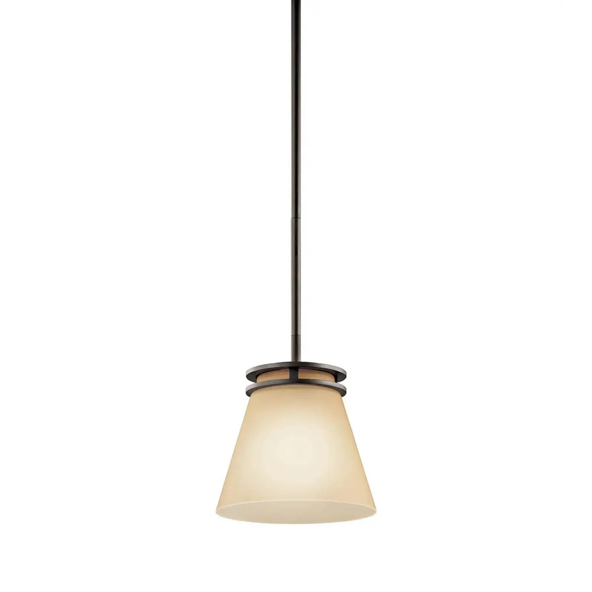 Kichler Hendrik 9 in. Pendant Light, Olde Bronze with Satin Etched Umber Glass