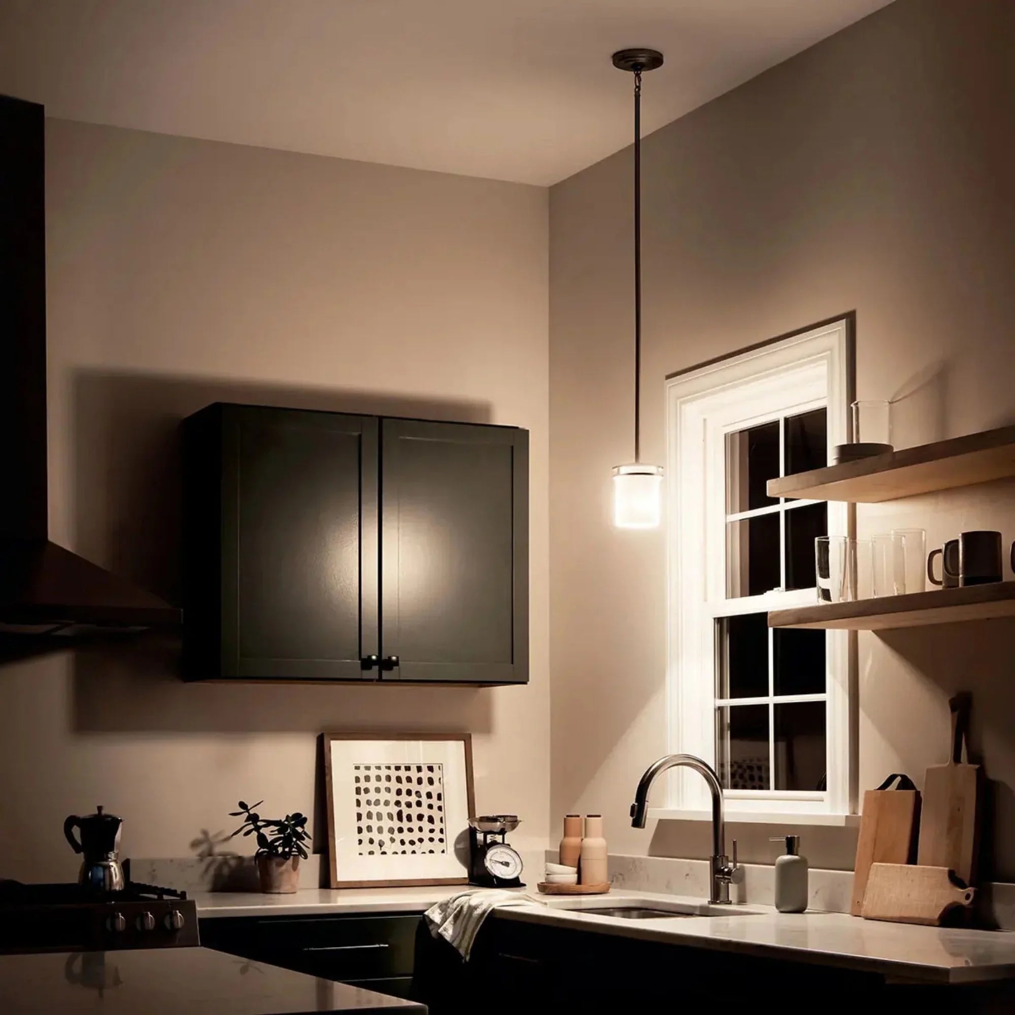 Kichler Hendrik 7.5 in. Pendant Light, Brushed Nickel with Satin Etched Cased Opal Glass