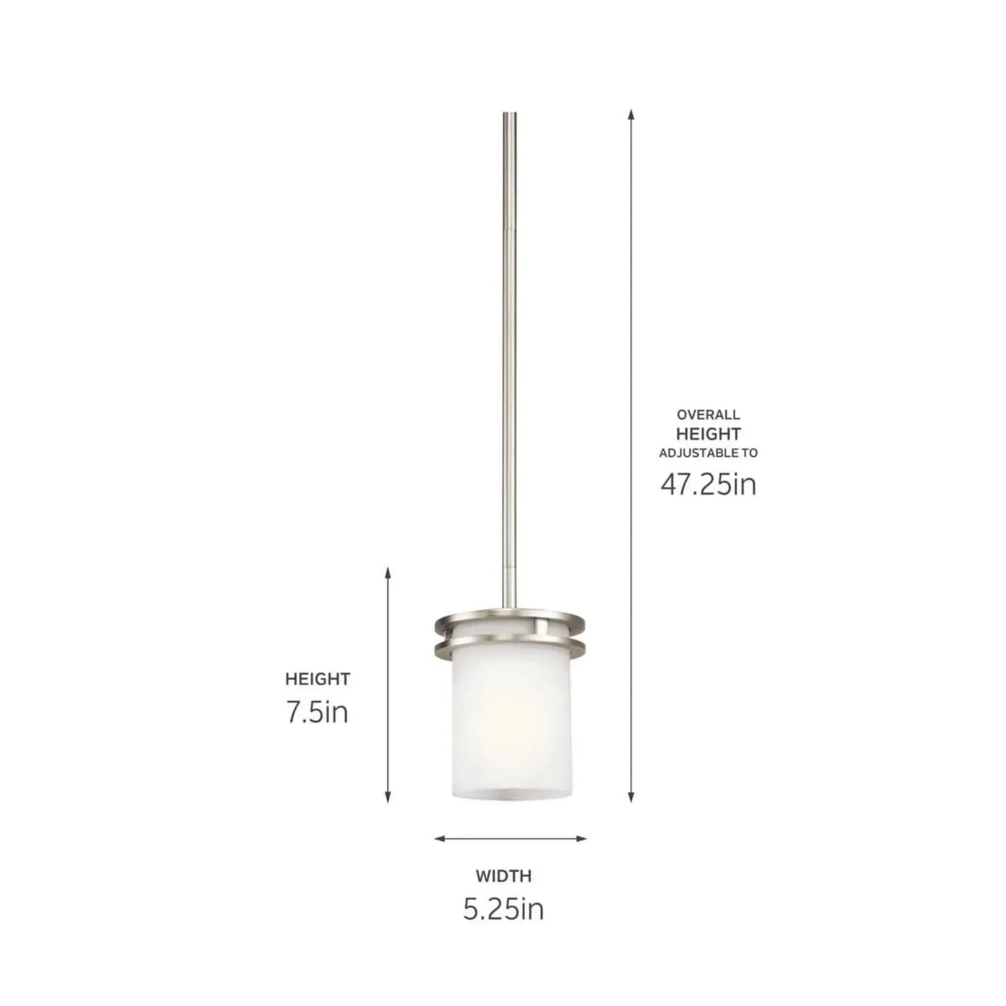 Kichler Hendrik 7.5 in. Pendant Light, Brushed Nickel with Satin Etched Cased Opal Glass