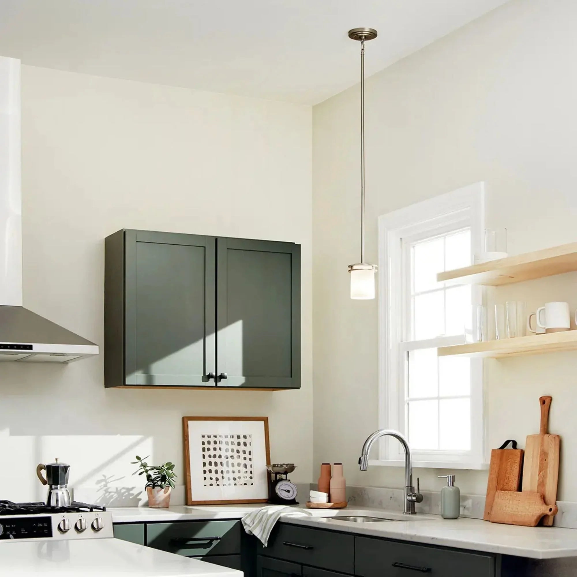 Kichler Hendrik 7.5 in. Pendant Light, Brushed Nickel with Satin Etched Cased Opal Glass