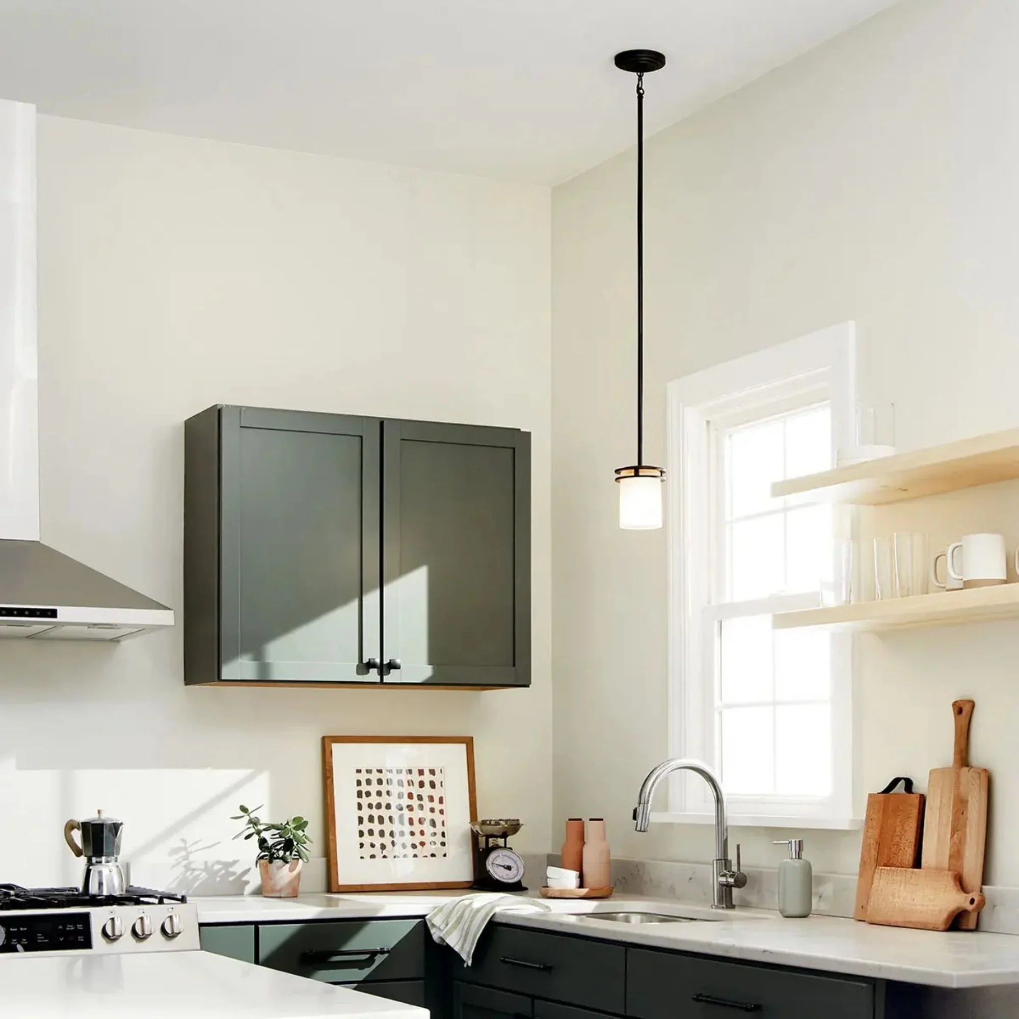 Kichler Hendrik 7.5 in. Pendant Light, Olde Bronze with Satin Etched Umber Glass