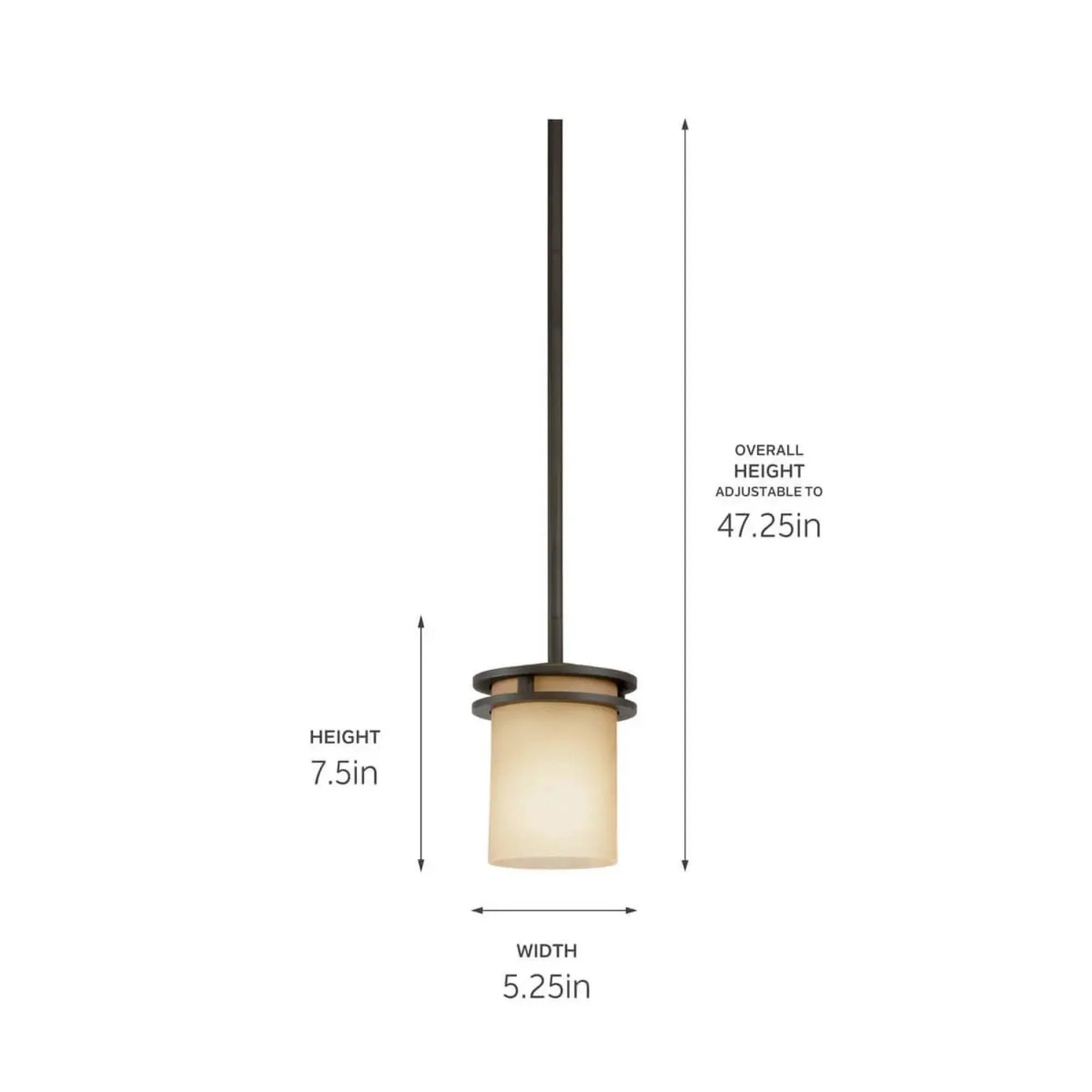 Kichler Hendrik 7.5 in. Pendant Light, Olde Bronze with Satin Etched Umber Glass