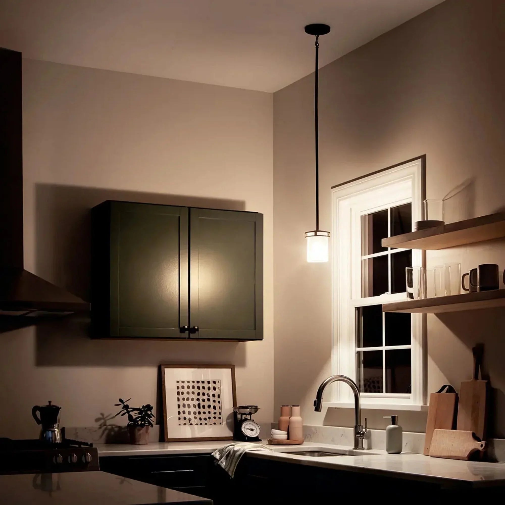 Kichler Hendrik 7.5 in. Pendant Light, Olde Bronze with Satin Etched Umber Glass