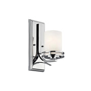 Kichler Hendrik 12.25 in. Wall Sconce, Chrome with Satin Etched Cased Opal Glass