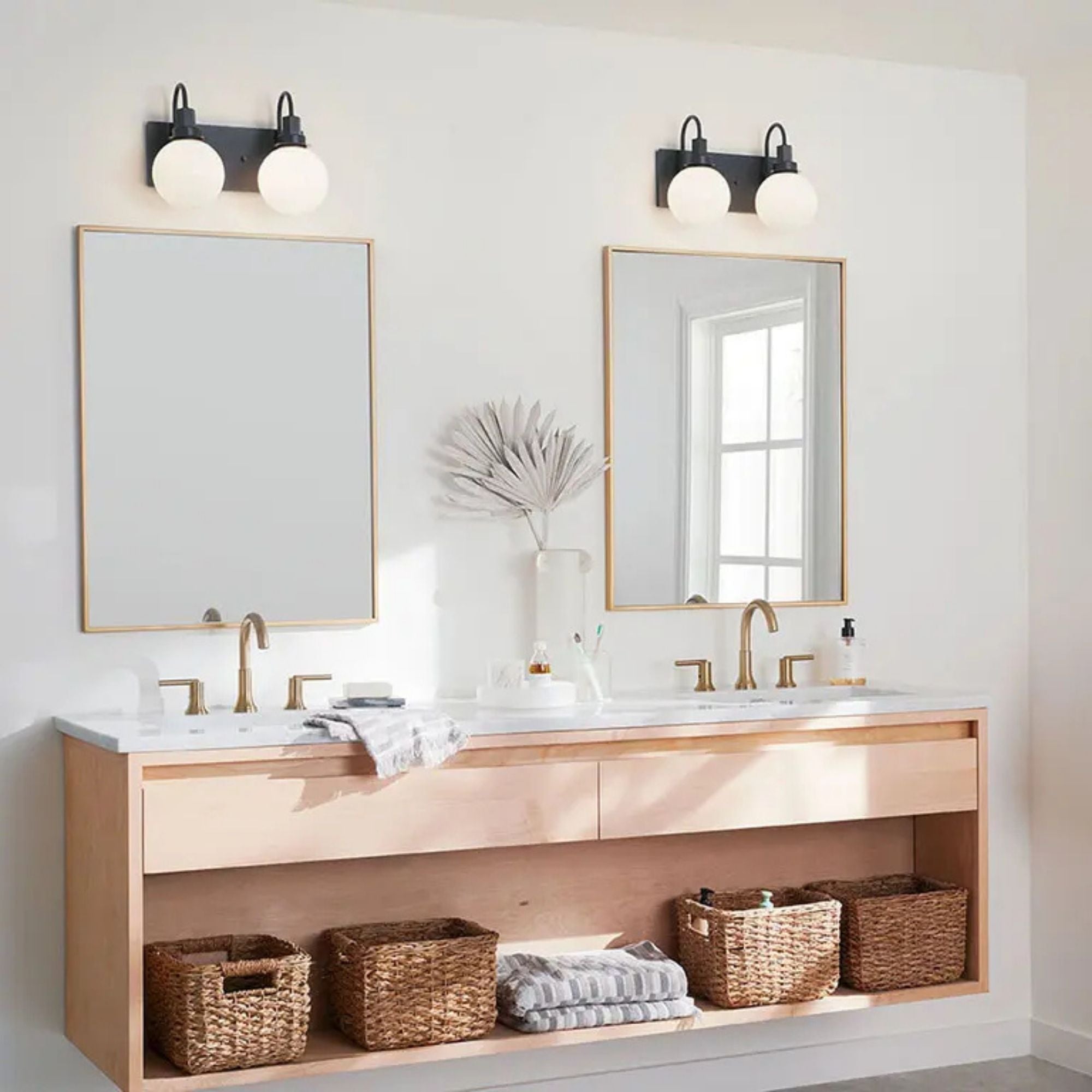 Hex 14" 2-Light Bath Vanity Light, Black Finish