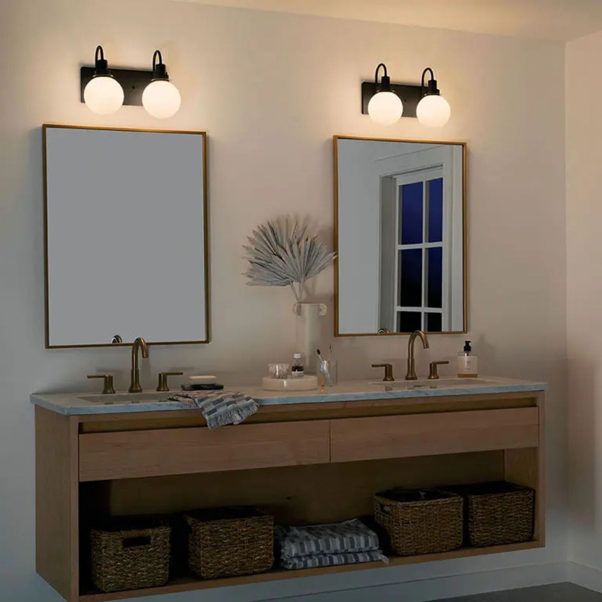 Hex 14" 2-Light Bath Vanity Light, Black Finish