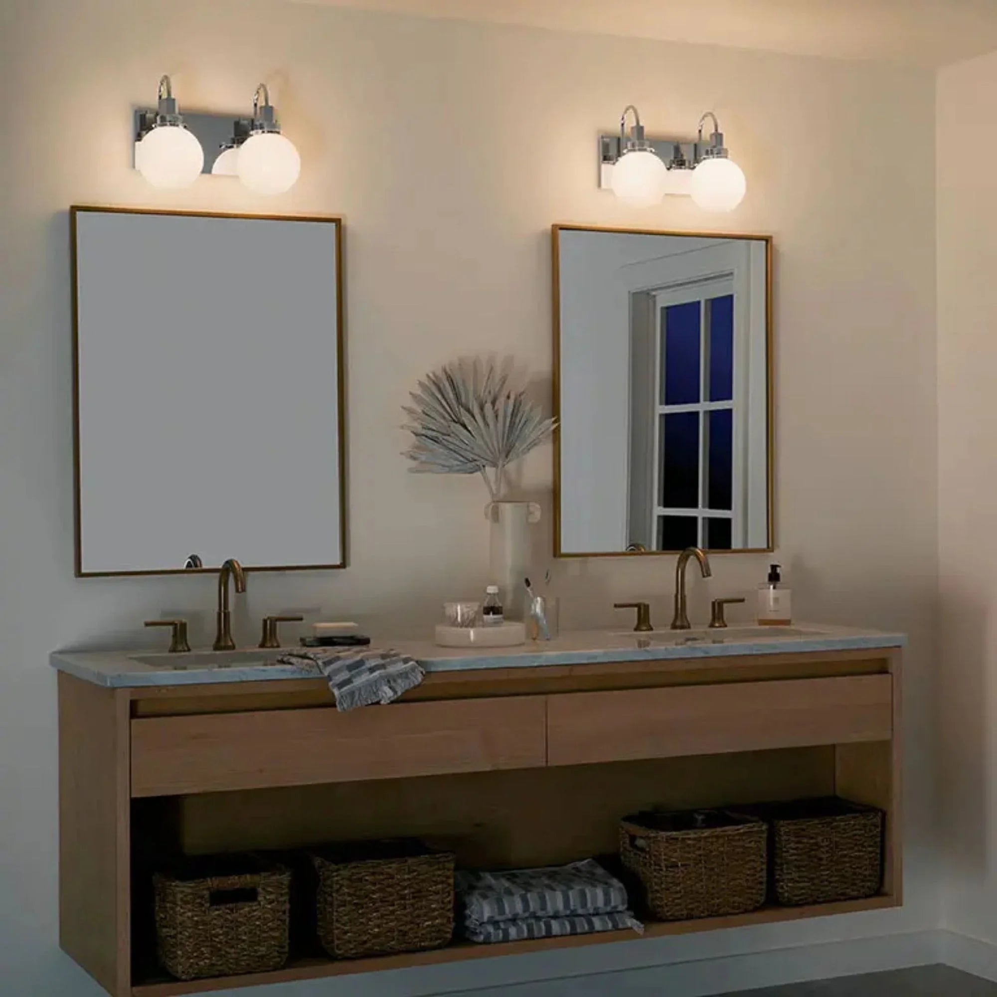 Kichler Hex 14.25 in. 2-Light Vanity, Chrome with Opal Glass