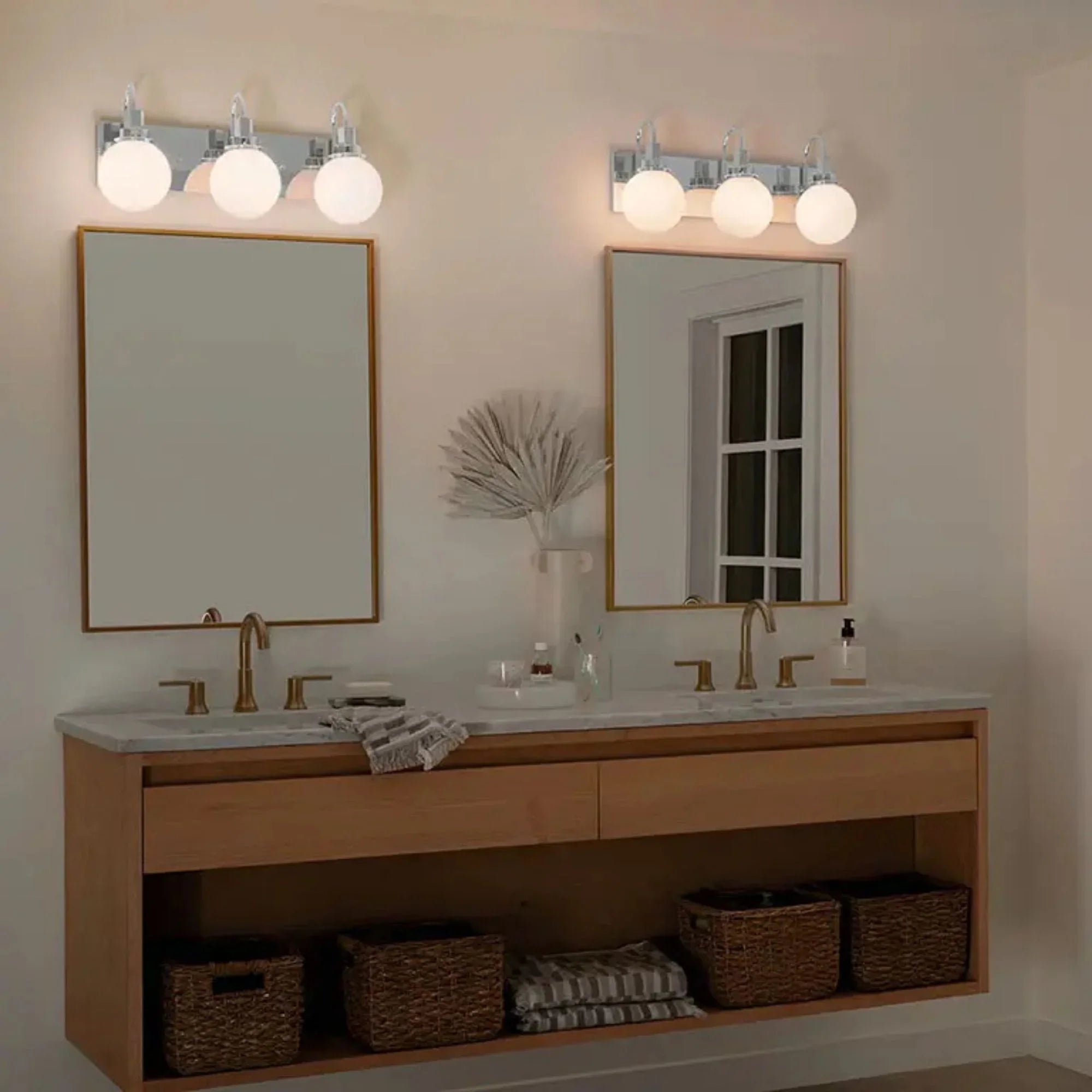 Kichler Hex 22.75 in. 3-Light Vanity, Chrome with Opal Glass