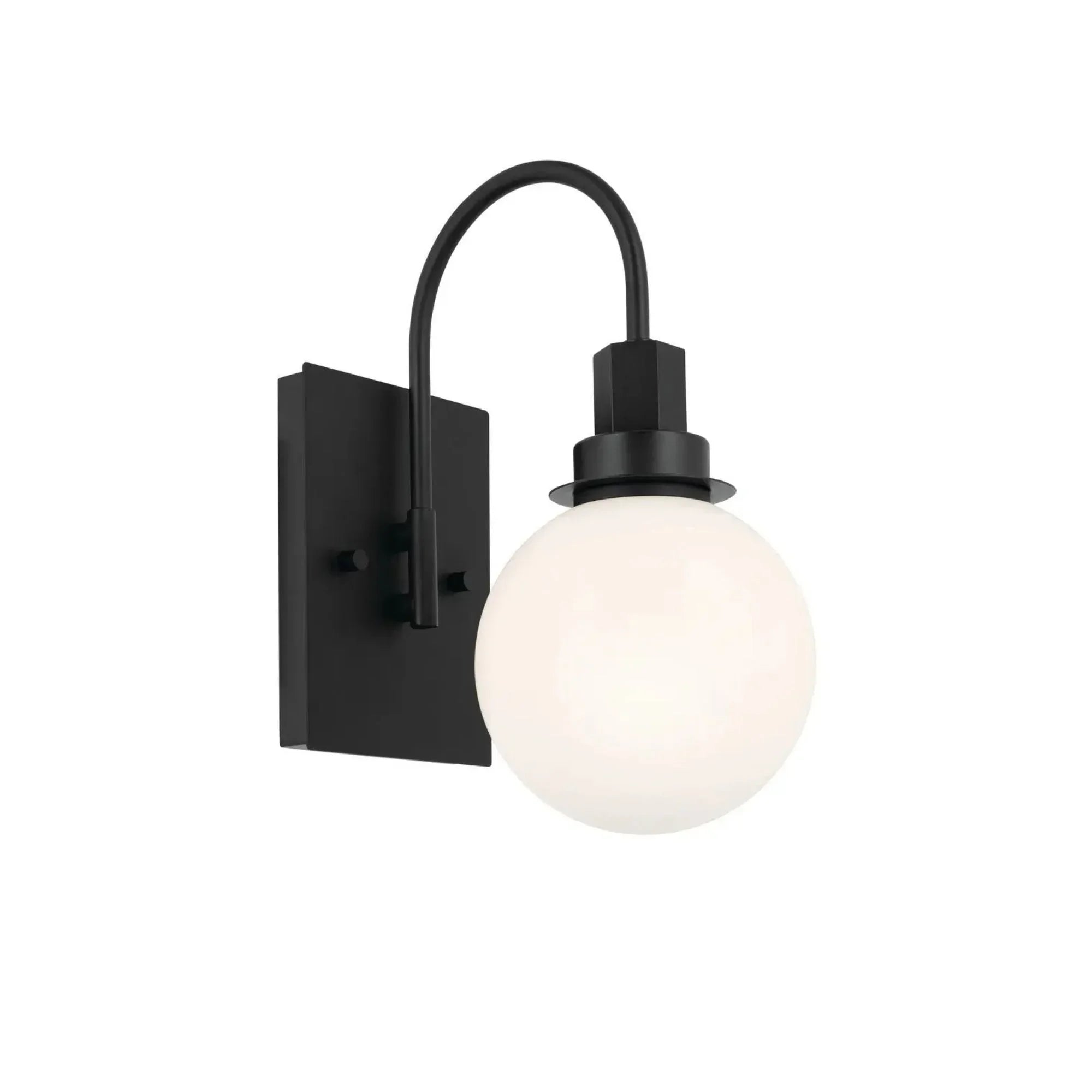 Kichler Hex 11.5 in. Wall Sconce, Black with Opal Glass