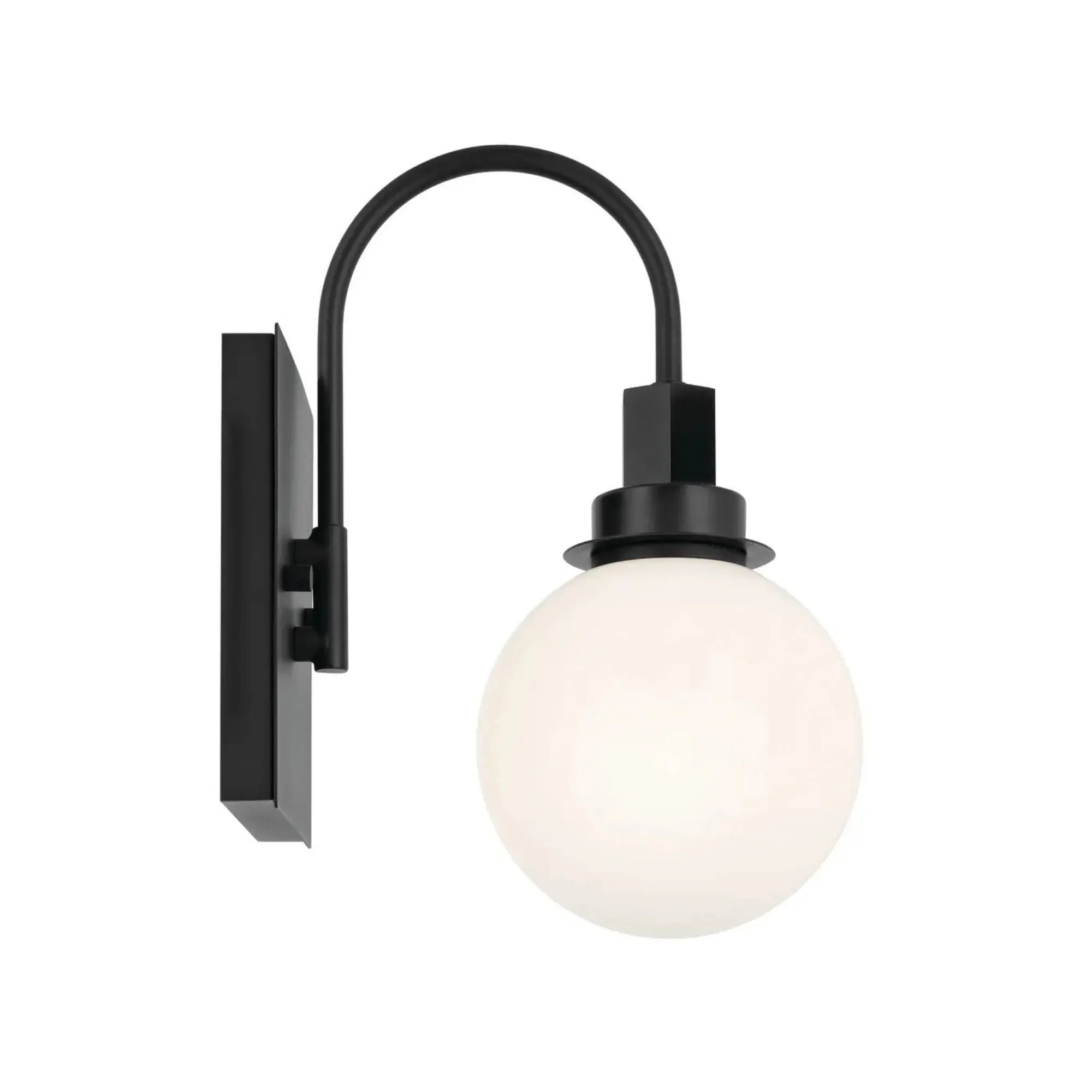 Kichler Hex 11.5 in. Wall Sconce, Black with Opal Glass