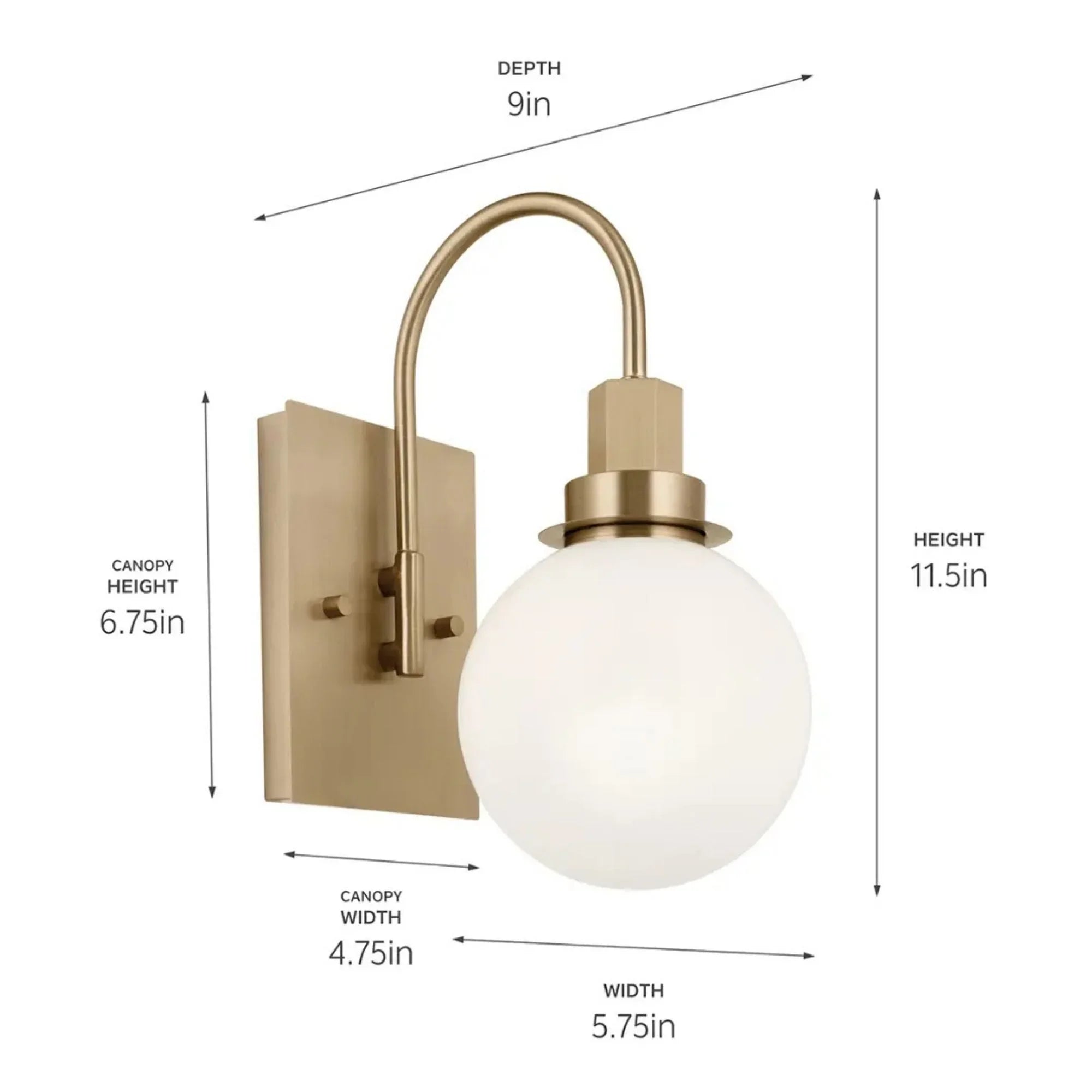 Kichler Hex 11.5 in. Wall Sconce, Champagne Bronze with Opal Glass