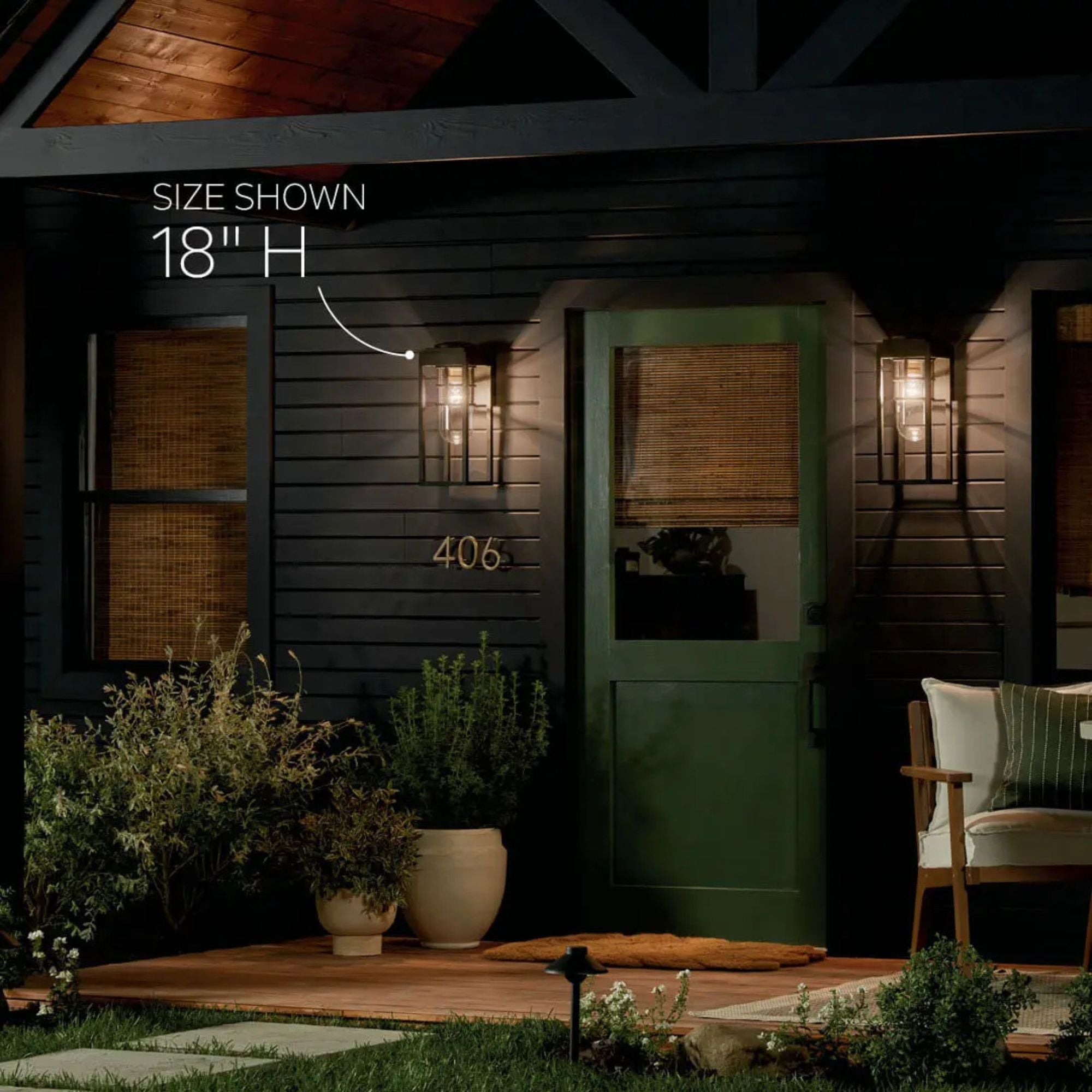 Hone 13" Outdoor Wall Light, Textured Black Finish