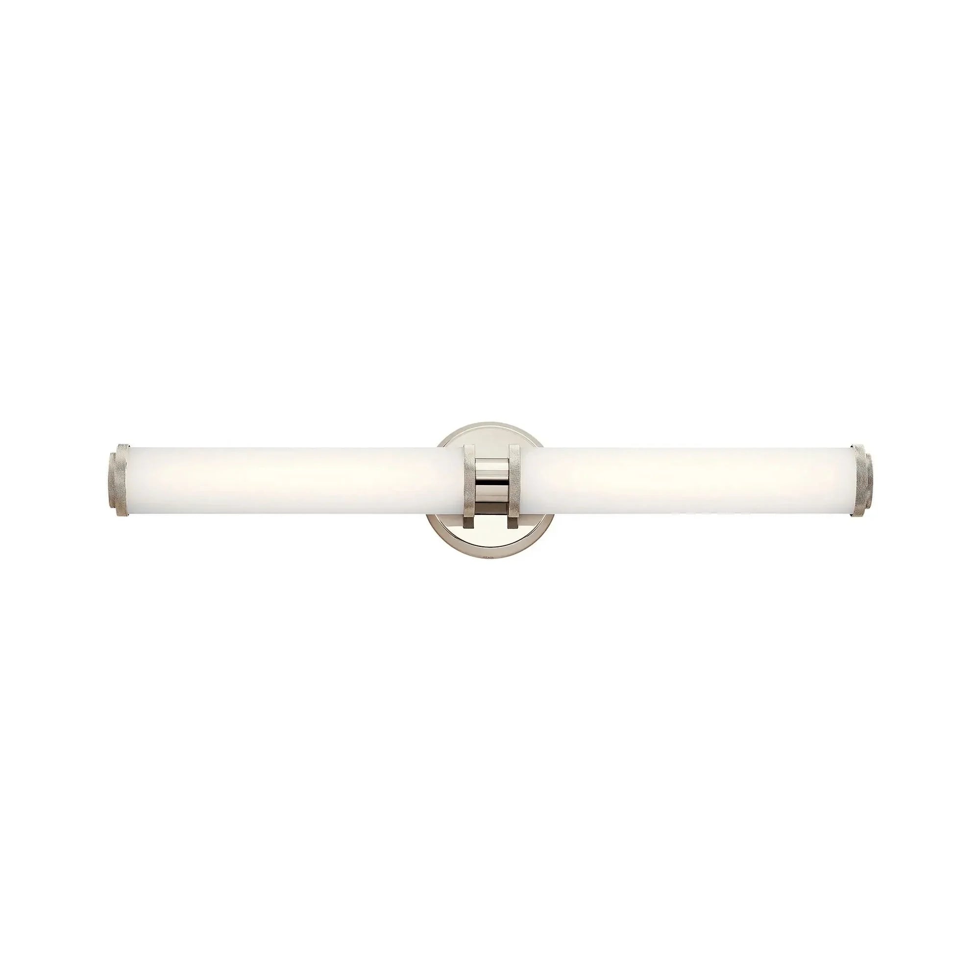 Kichler Indeco 27 in. 2-Light LED Linear Vanity Light, Polished Nickel with Satin Etched White Diffuser