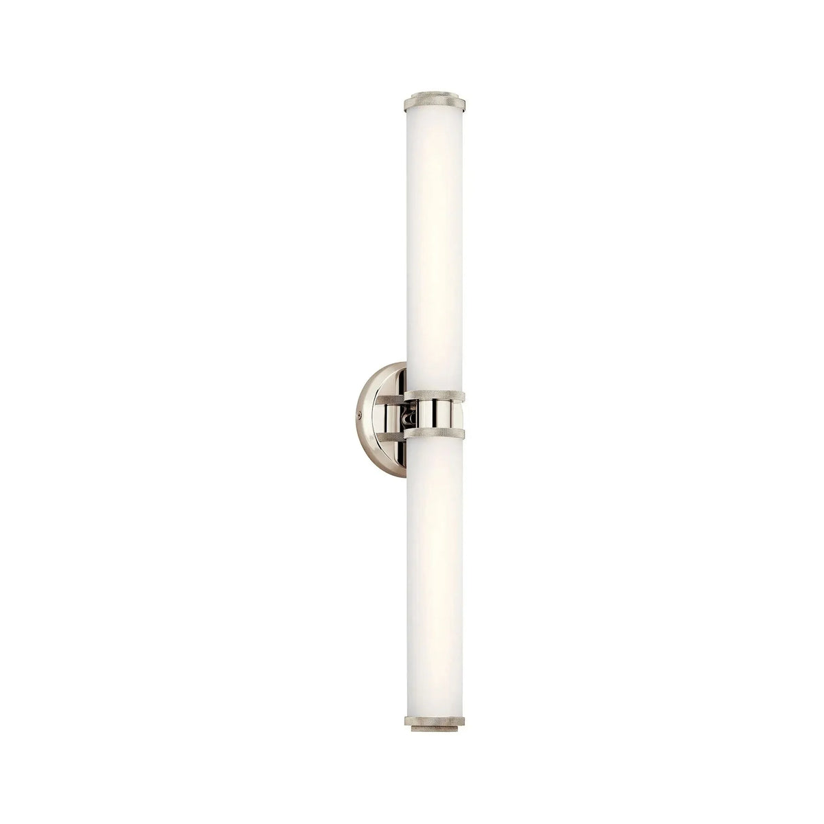 Kichler Indeco 27 in. 2-Light LED Linear Vanity Light, Polished Nickel with Satin Etched White Diffuser